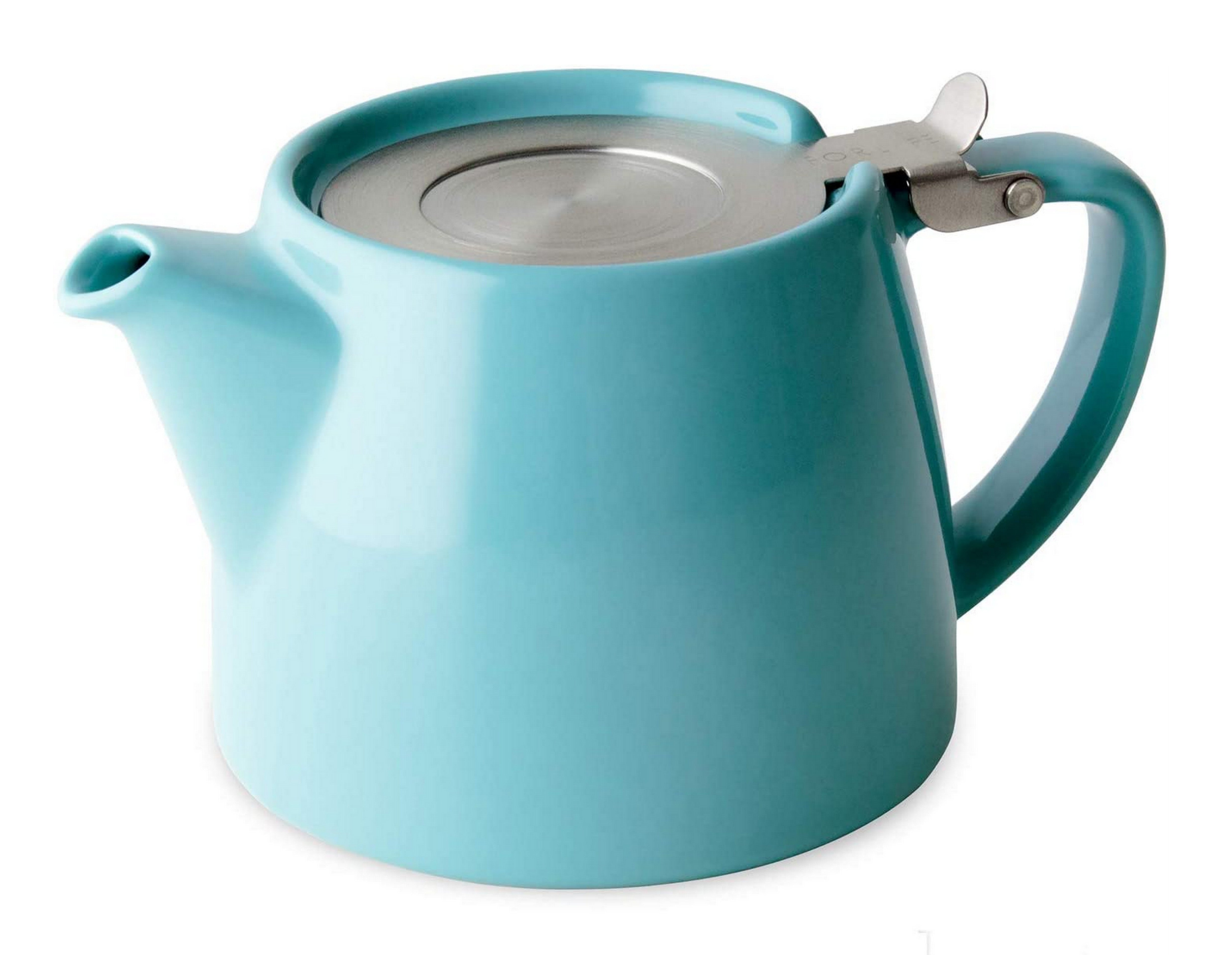 FORLIFE Stump Teapot with SLS Lid & Removable Infuser - 18oz Ceramic Tea Pot, Turquoise - Perfect for Loose Leaf Tea, Herbal Tea & Iced Tea Brewing at Home or Office
