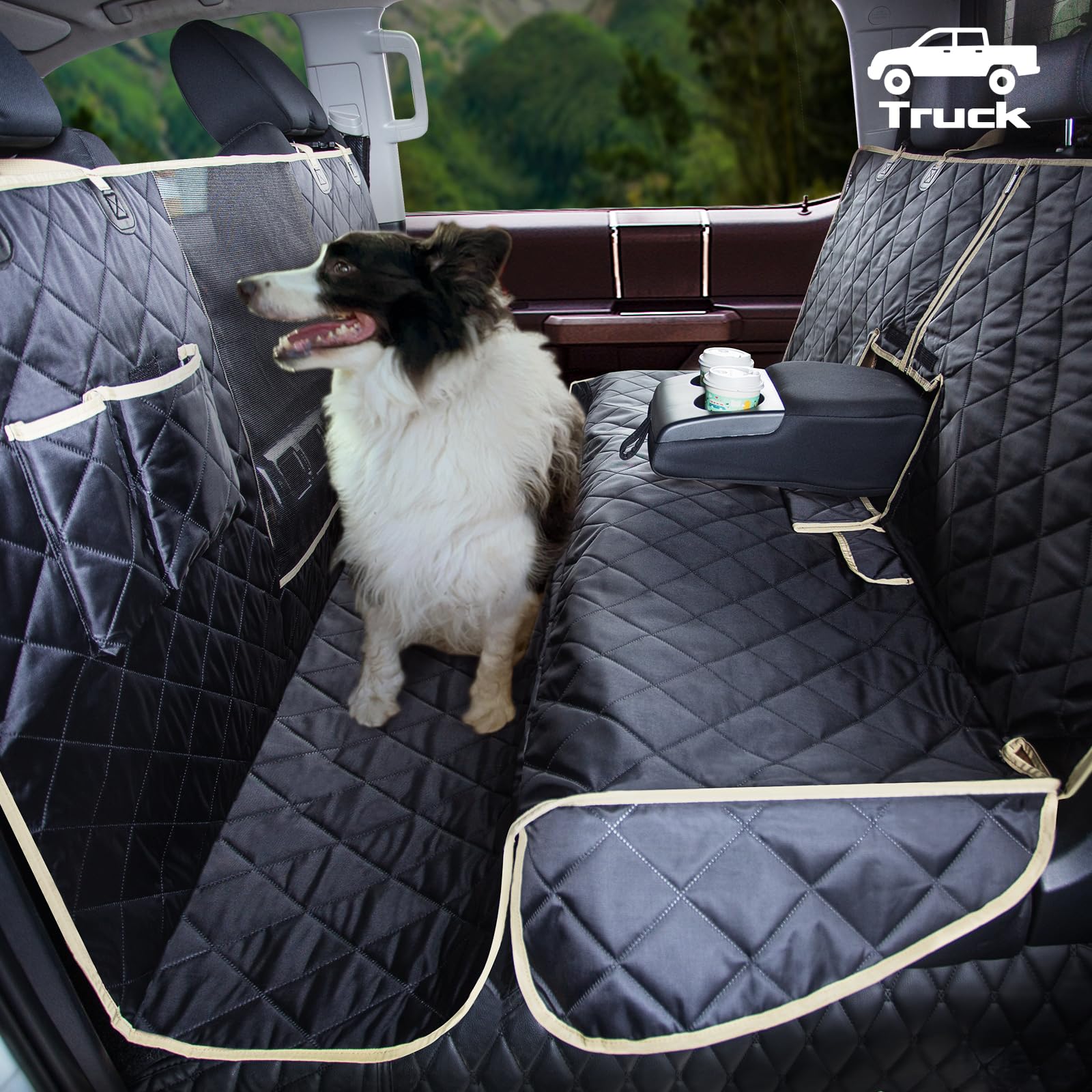 Waterproof 4-in-1 Dog Hammock Seat Cover for Trucks - Ford F150, Chevy Silverado, GMC Sierra, Toyota Tundra, Ram 1500 | Crew Cab Backseat Protector | Durable Bench Cover for Pets | Perfect for Road Trips & Outdoor Adventures