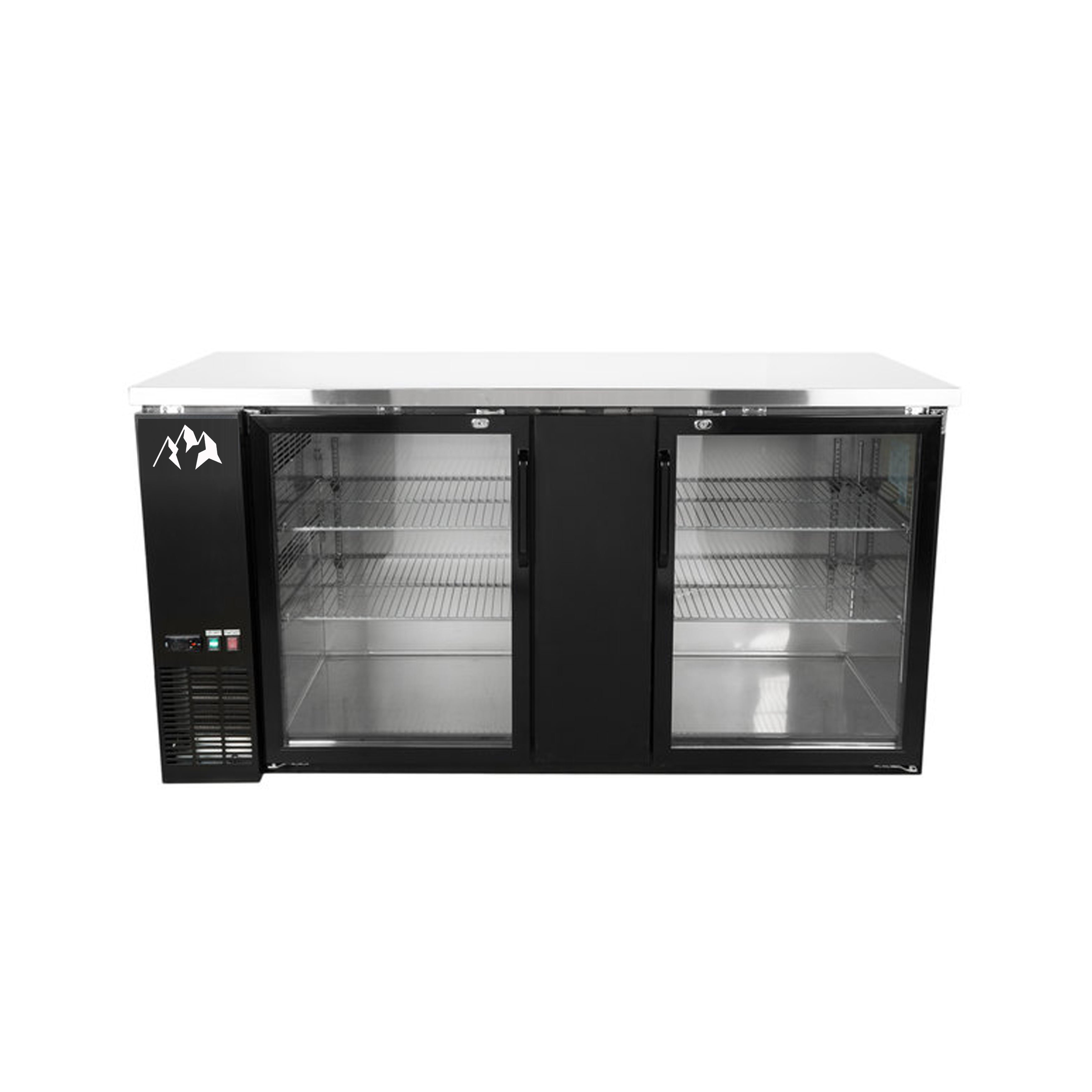 Commercial 70 Glass Door Back Bar Refrigerator 23.3 Cu.ft - Chef AAA UBB 3G HC Black - Perfect for Bars, Restaurants & Commercial Kitchens