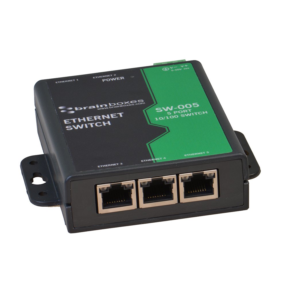 Brainboxes SW-005 5 Port Gigabit Unmanaged Ethernet Network Switch - Wall Mountable, Plug & Play for Home Office, Gaming, and Small Business Networking