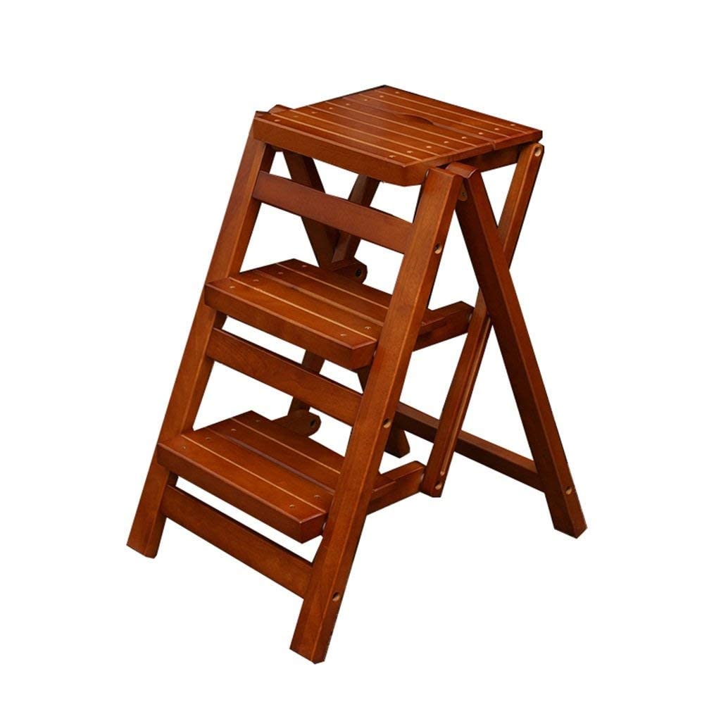 NEVKA Solid Wood Folding Step Stool for Adults - Multifunctional Home Ladder Stool with Dual Use as Chair - Perfect for Kitchen, Bathroom, and Storage Access