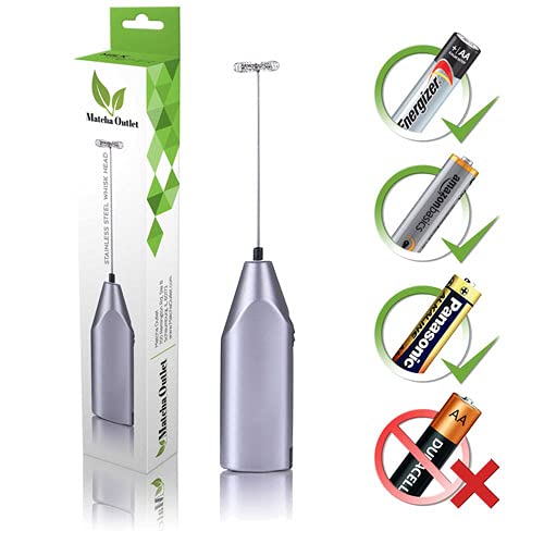 Premium Handheld Electric Milk Frother with Stainless Steel Whisk - Portable Battery Operated Foam Maker for Coffee, Latte, Hot Chocolate & Matcha - Perfect for Home, Office & Travel Use