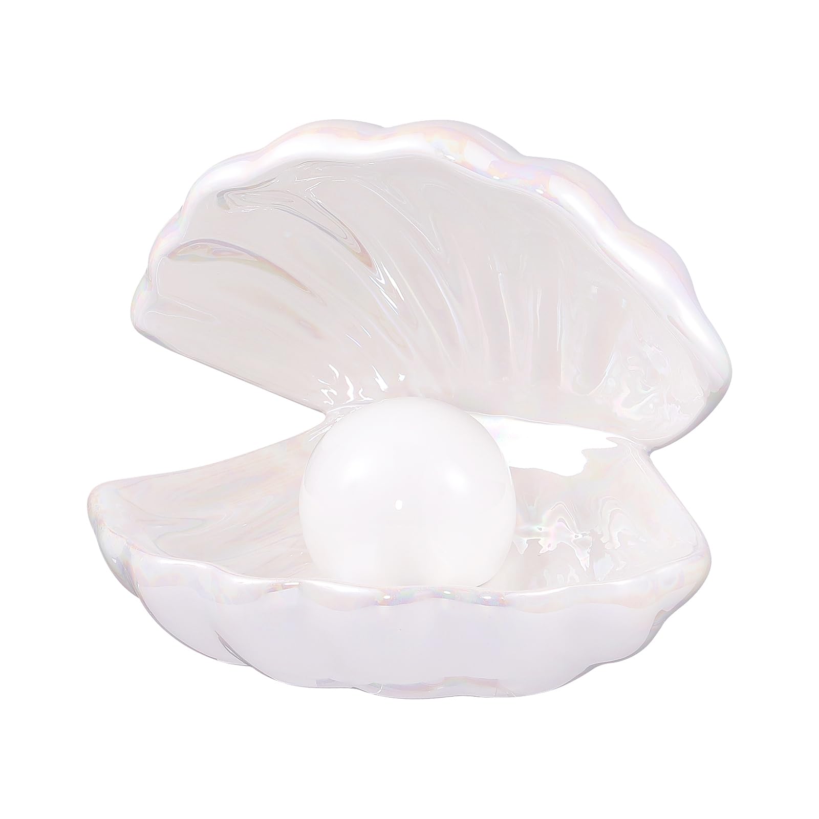 IMIKEYA White Ceramic LED Night Light with Shell Pearl Design - Bedroom, Living Room Accent Lamp for Home Decor | Perfect for Nursery, Kids Room, and Cozy Ambiance Lighting