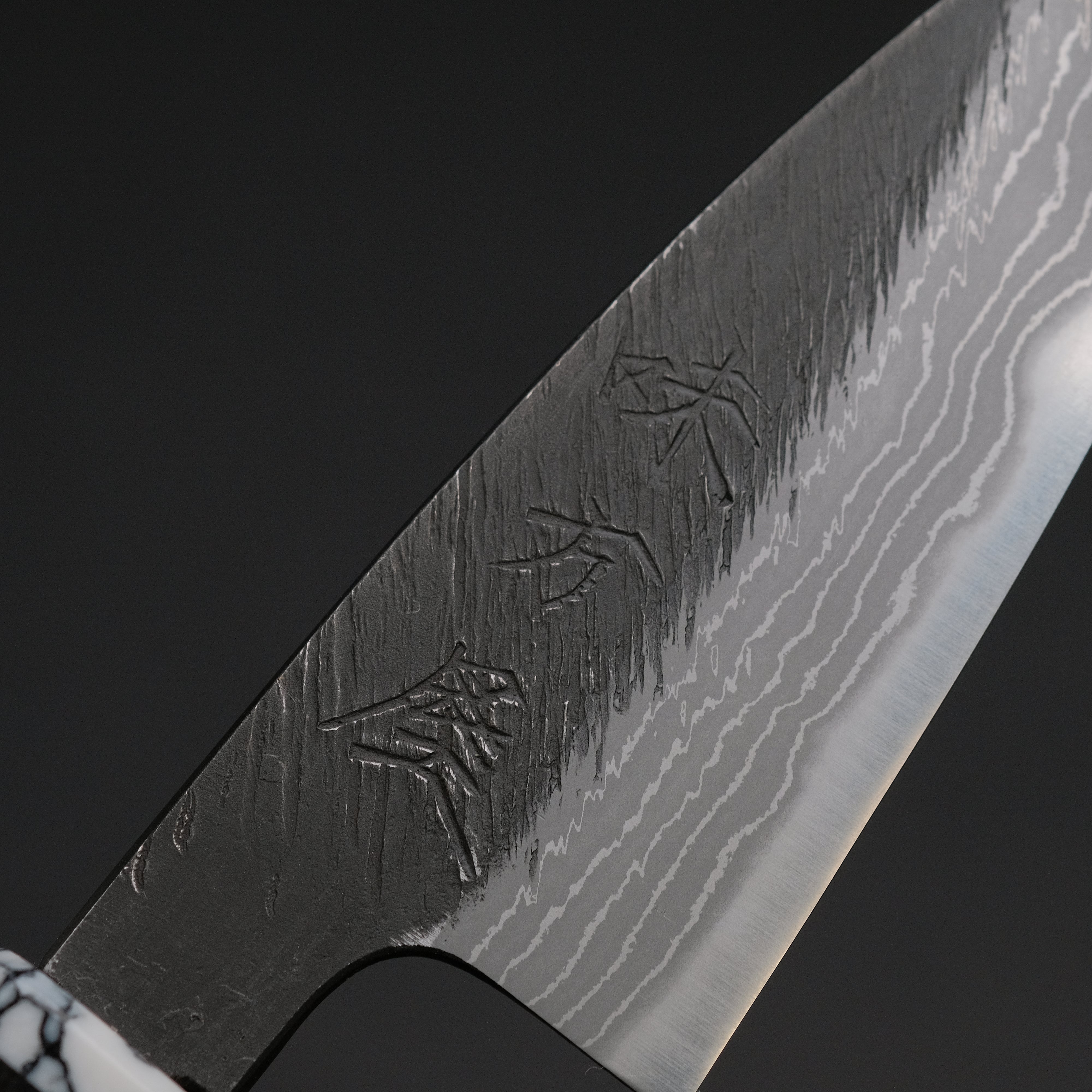 Premium Ajikataya White #2 Matsuba Damascus Petty Knife 80mm - Ebony & TQ Handle (#34) - Perfect for Slicing, Garnishing & Precision Kitchen Tasks