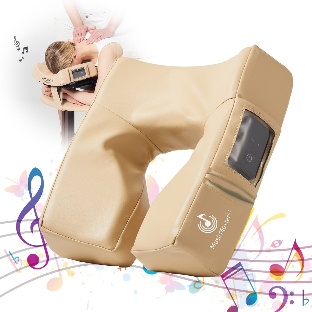 MusicMaster High Fidelity Bluetooth Music Pillow with Ergonomic Face Cushion - Wireless Massage Pillow for Neck & Back Pain Relief, Cream Color - Perfect for Home, Office & Travel Relaxation