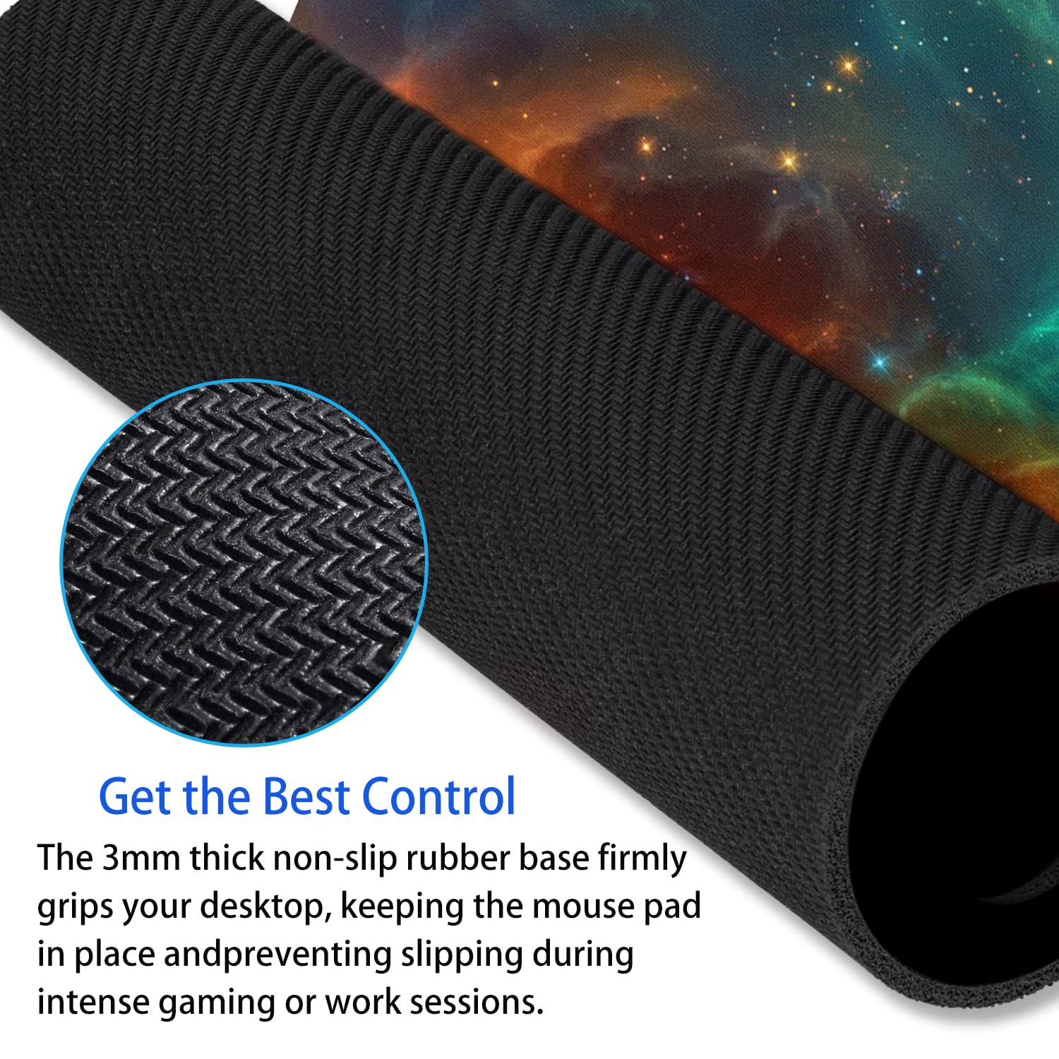 Galaxy Mouse Pad - Orange & Cyan Nebula Design, Non-Slip Washable Office Computer Mouse Mat (9.5
