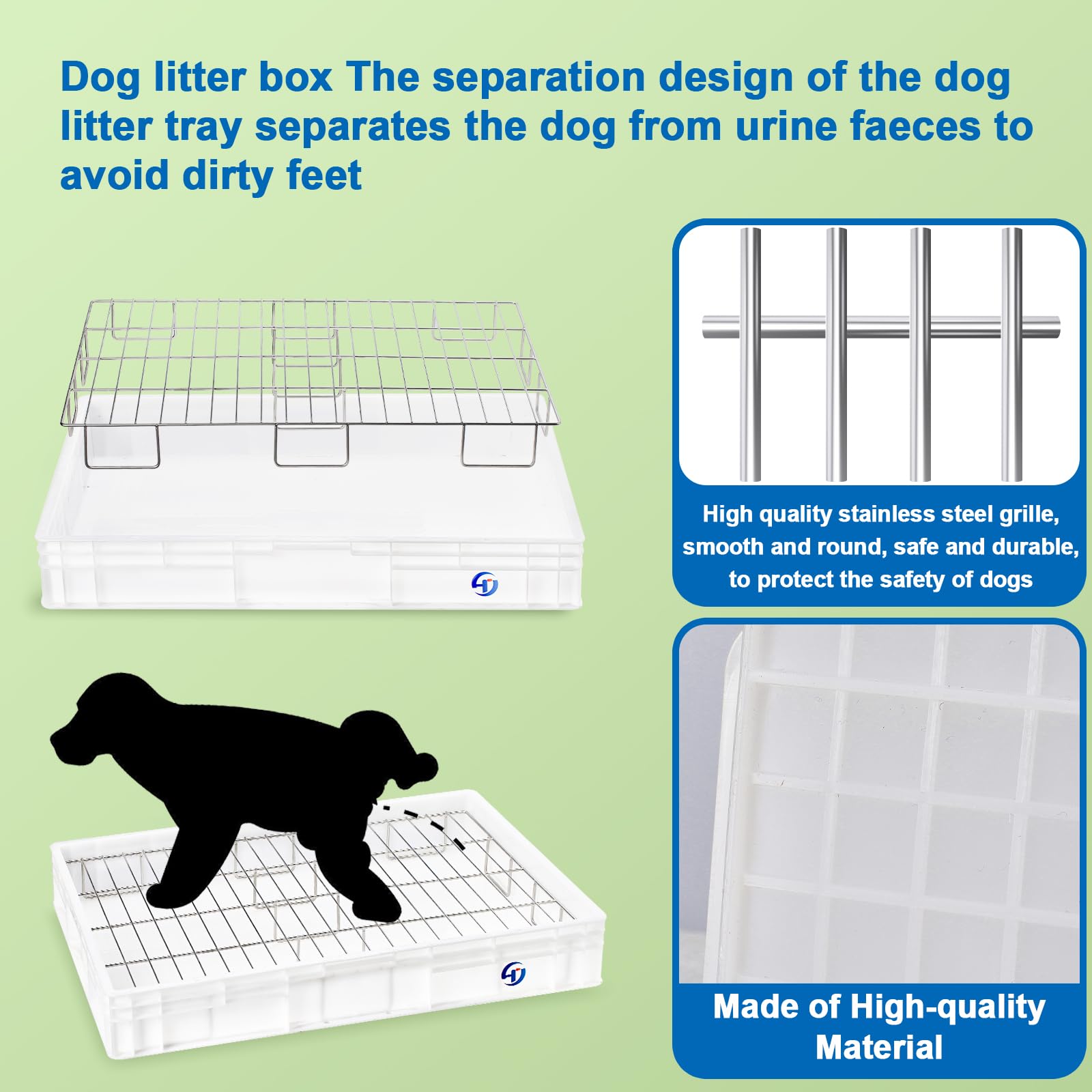 Washable Dog Litter Box for Large Dogs - Indoor/Outdoor Potty Training Tray with Urine & Feces Separation Design - Easy Clean Pee Pad for Puppy & Adult Dogs - Perfect for House Training, Apartment Living & Travel Use
