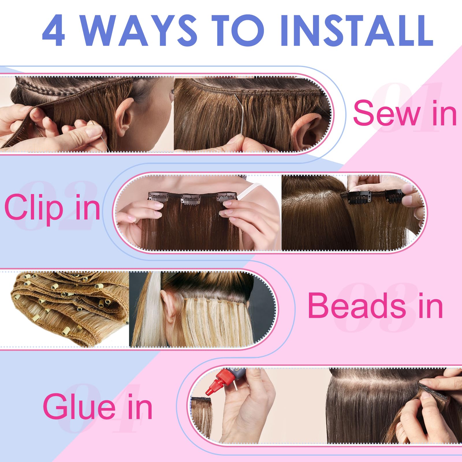 Elailite 100% Real Human Hair Weave Bundles - #613 Bleach Blonde Straight Hair Extensions (18 Inch, 100g) for Stunning Blonde Looks - Perfect for Daily Wear, Parties & Special Occasions
