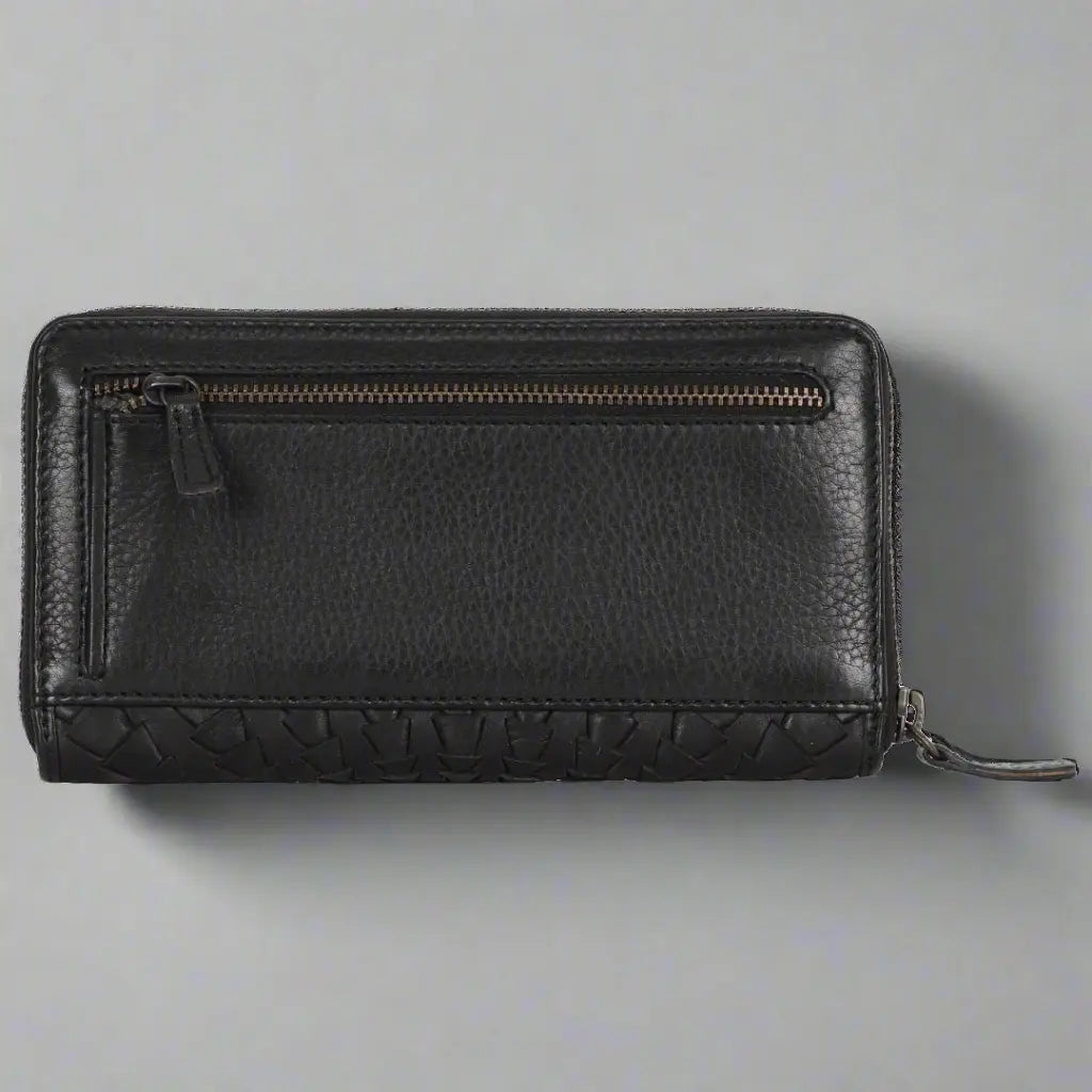 Rugged Earth Women's Zip Around Whip Stitch Leather Wallet - Stylish & Durable RFID Blocking Wallet for Everyday Use, Travel, and Gift Giving