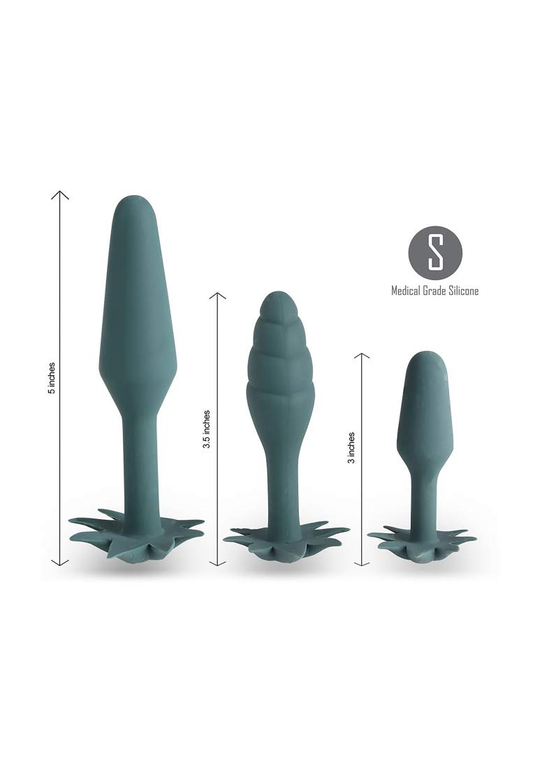 Premium Silicone Anal Butt Plug Trainer Set - 3 Sizes with 420 Pot Leaf Design | Comfortable & Safe for Beginners | Perfect for Relaxation, Intimacy & Adult Play