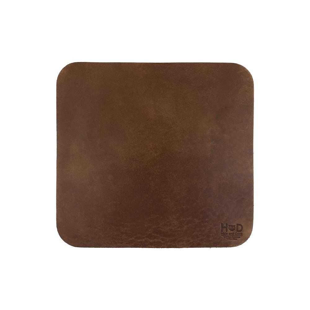 Premium Handmade Thick Leather Mouse Pad - Durable & Stylish Bourbon Brown for Executive Desks & Office Essentials | Perfect for Workstations, Gaming & Home Office Setup