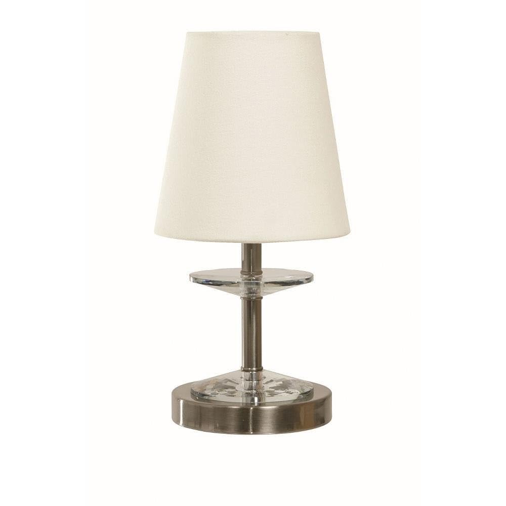 House of Troy Bryson Mini Crystal Disk Satin Nickel Accent Table Lamp - Elegant Bedside & Living Room Lighting for Home Decor