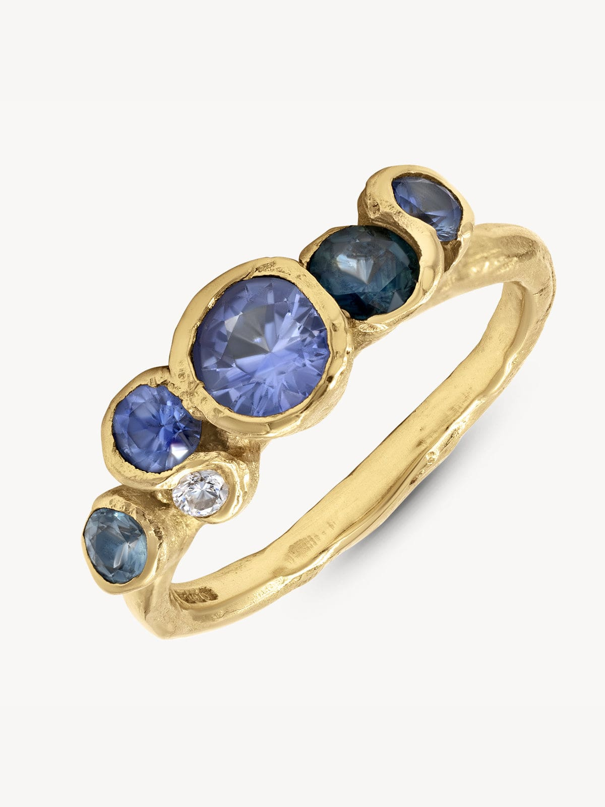 Ocean Sapphires Seaweed Ring - Elegant Sterling Silver Seaweed Design Ring for Women - Perfect for Beach Weddings, Boho Fashion & Everyday Wear