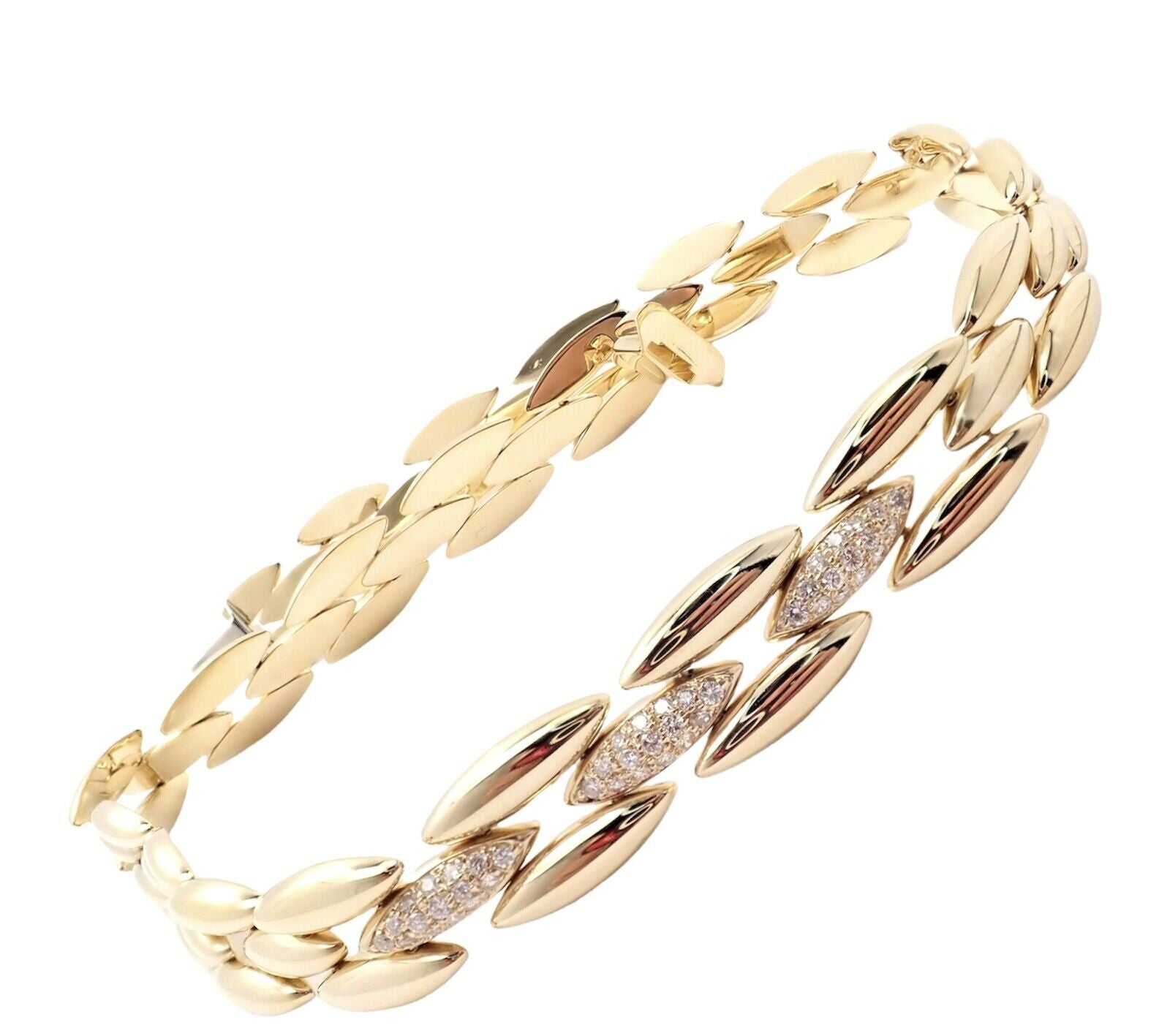 Authentic Cartier 18K Yellow Gold Diamond Three-Row Gentiane Rice Link Necklace for Women - Luxury Jewelry Gift for Anniversary, Birthday & Special Occasions