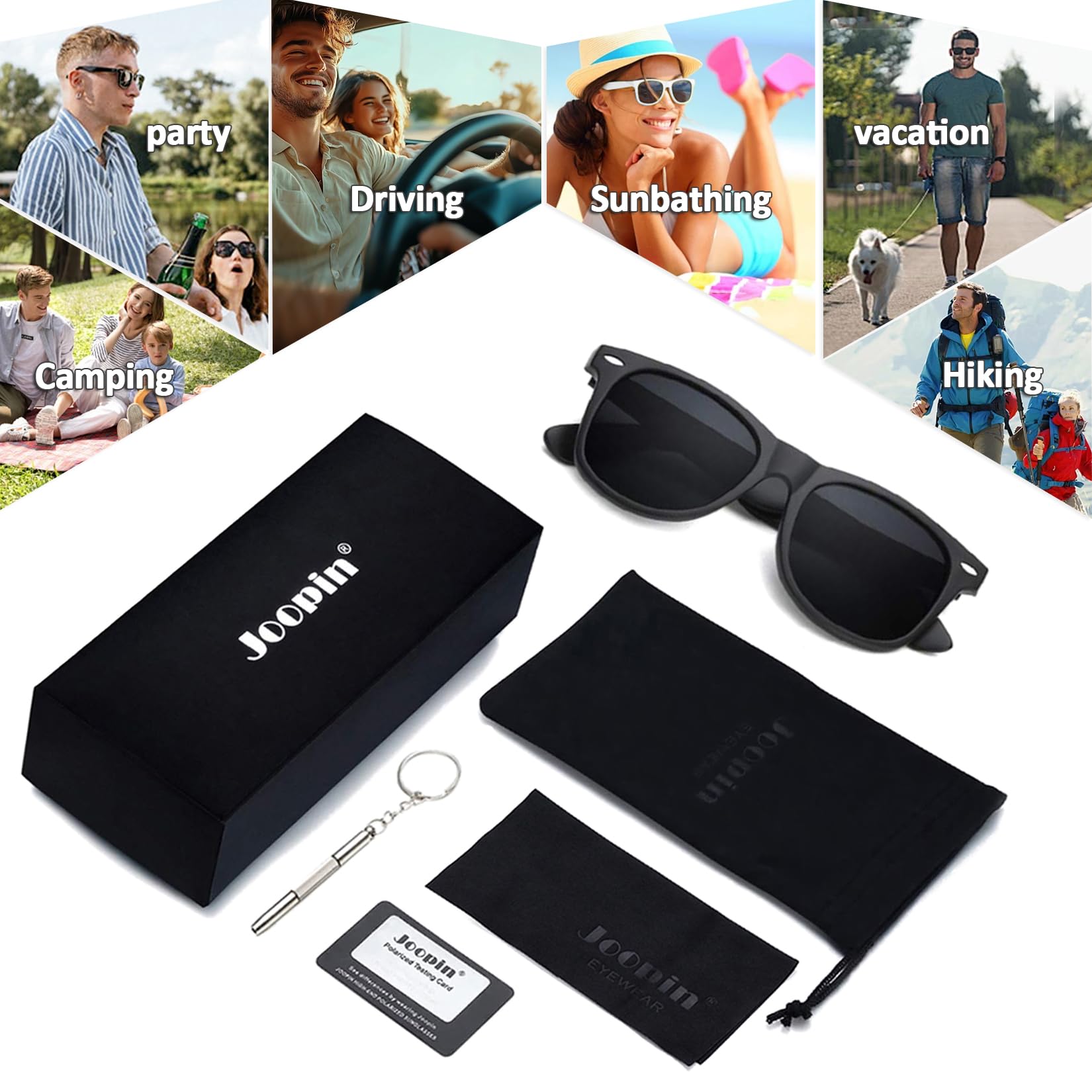 Joopin Square Polarized Sunglasses for Men & Women - UV Protection, Trendy Designer Shades for Outdoor Activities, Driving & Fashion