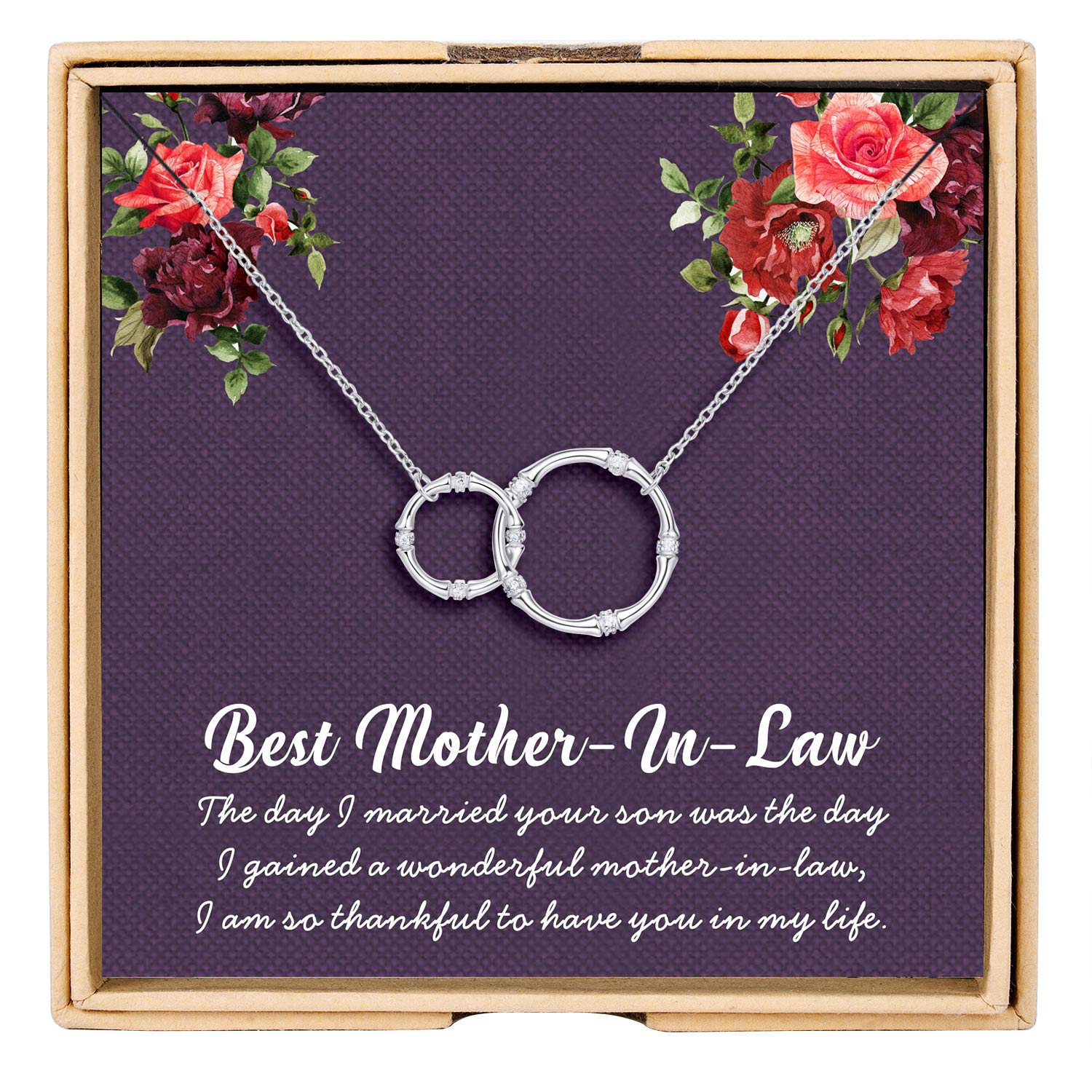 925 Sterling Silver Interlocking Circle Necklace for Mom - Perfect Mother's Day Gift from Daughter