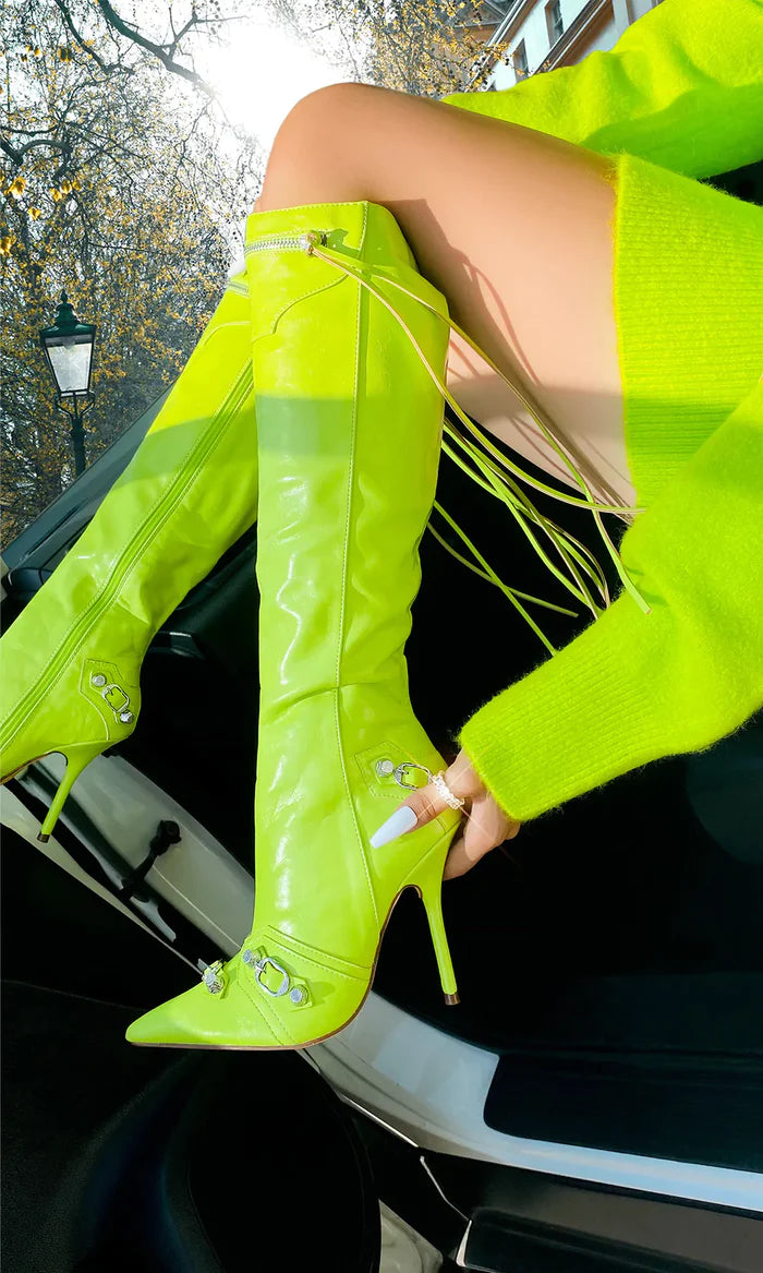 Bella Boots Women's Lime Green Ankle Boots - Fashionable & Comfortable for Casual Outings, Work & Fall/Winter Style