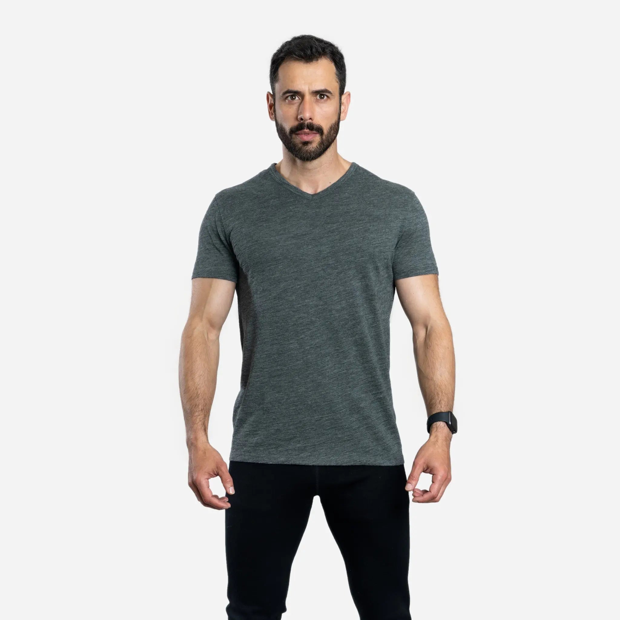 Ultralight Men's Alpaca Wool V-Neck T-Shirt - 160 GSM Soft Breathable Tee for Outdoor Hiking & Casual Wear