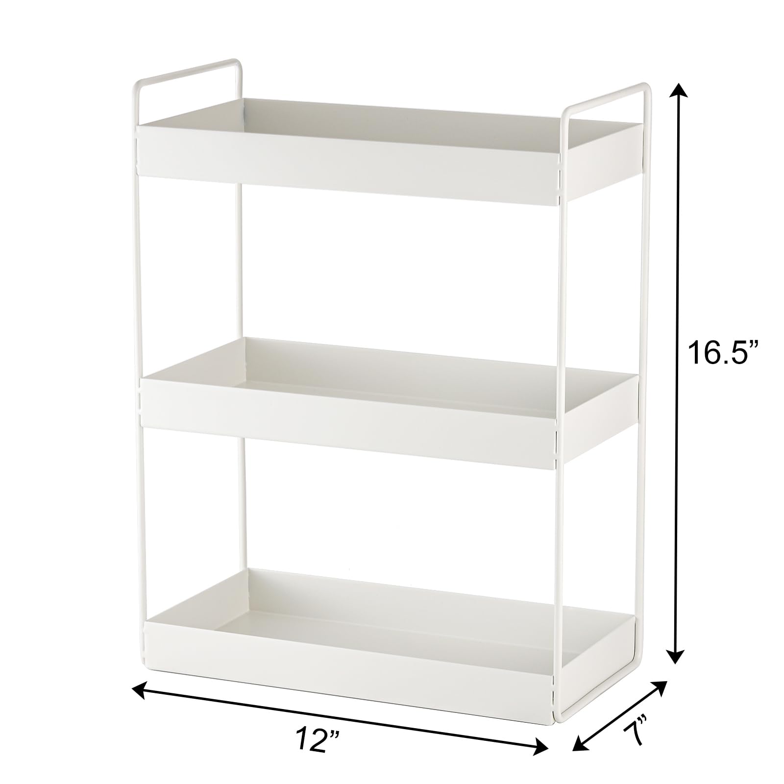 Elsjoy 3-Tier White Metal Countertop Organizer Shelf - Cosmetic & Makeup Vanity Tray, Bathroom Storage Rack, Kitchen Spice Organizer - Perfect for Skincare Display, Countertop Organization & Small Space Storage
