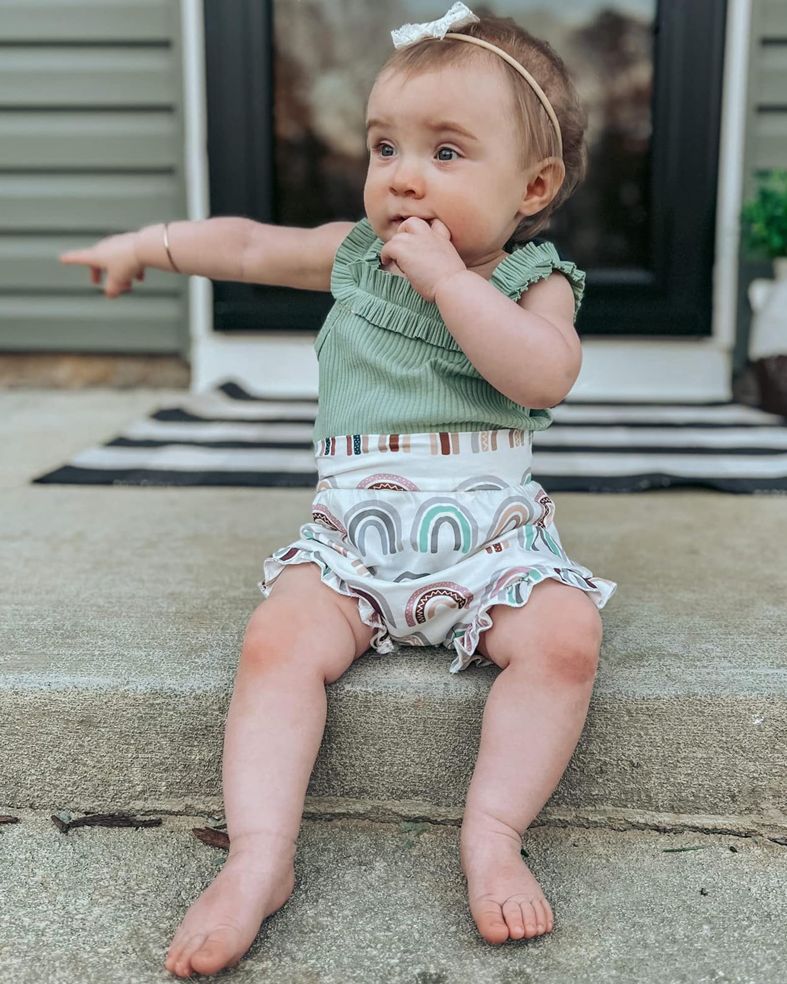 Newborn Baby Girl Summer Outfits Set - Floral Print Romper, Tops, Drawstring Shorts & Headband | Cute Infant Clothes for Photoshoots, Parties & Daily Wear