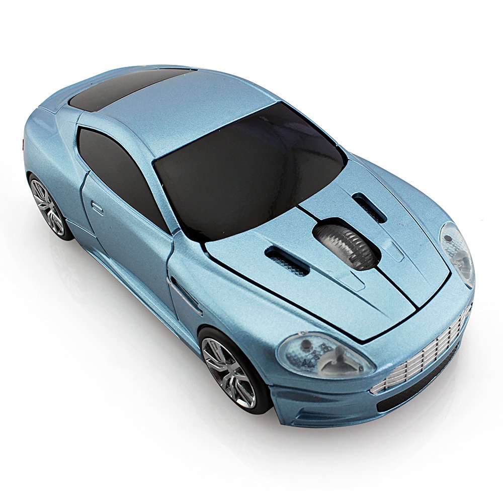 Wireless Gaming Mouse - Sports Car Design with LED Light (Blue) for PC & Laptop - Perfect for Office Work, Gaming & Travel