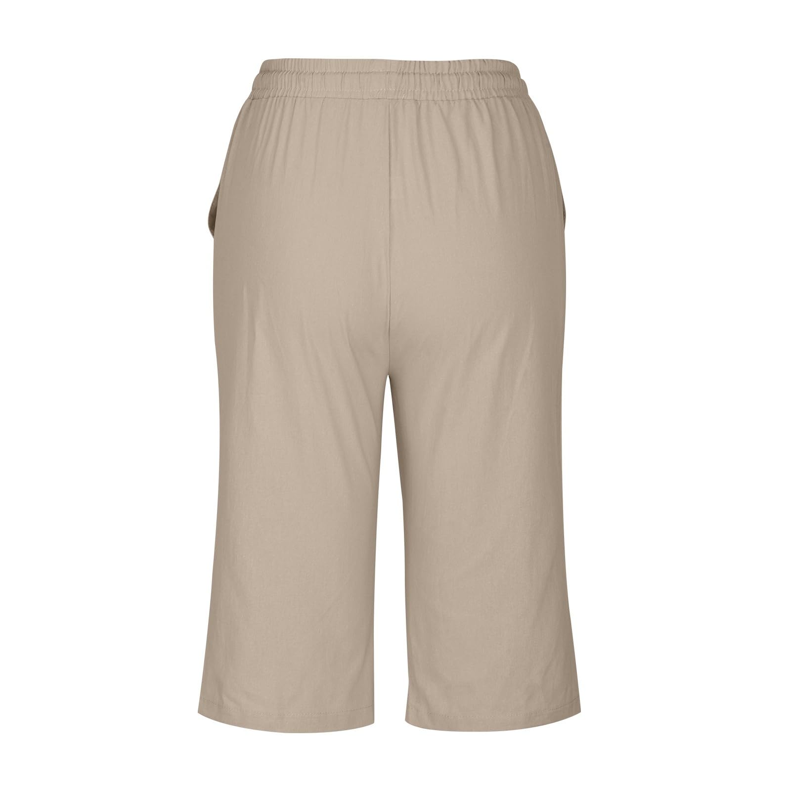 Women's Linen Shorts - Summer Cotton Capris with Drawstring Waist for Beach & Lounge