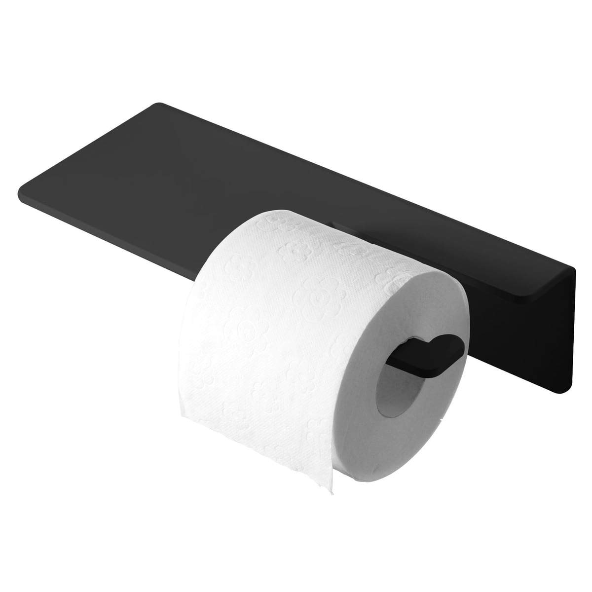 Puro Modern Toilet Paper Holder - Black Bathroom Tissue Roll Stand for Home, Office, or RV - Durable & Space-Saving Design