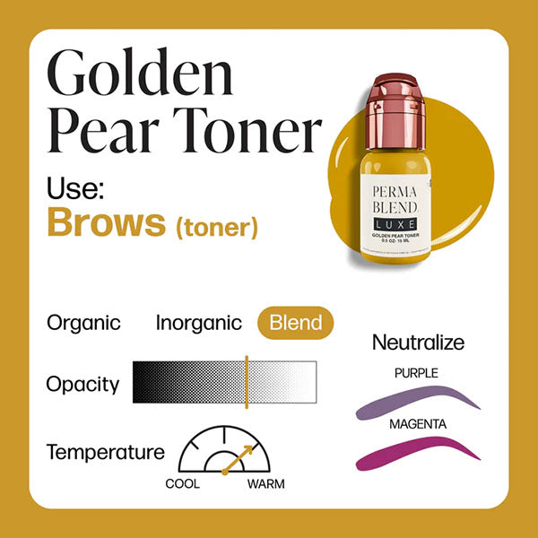Perma Blend Luxe Golden Pear Toner Pigment - Professional Tattoo Ink for Vibrant, Long-Lasting Color - Perfect for Tattoo Artists & Permanent Makeup