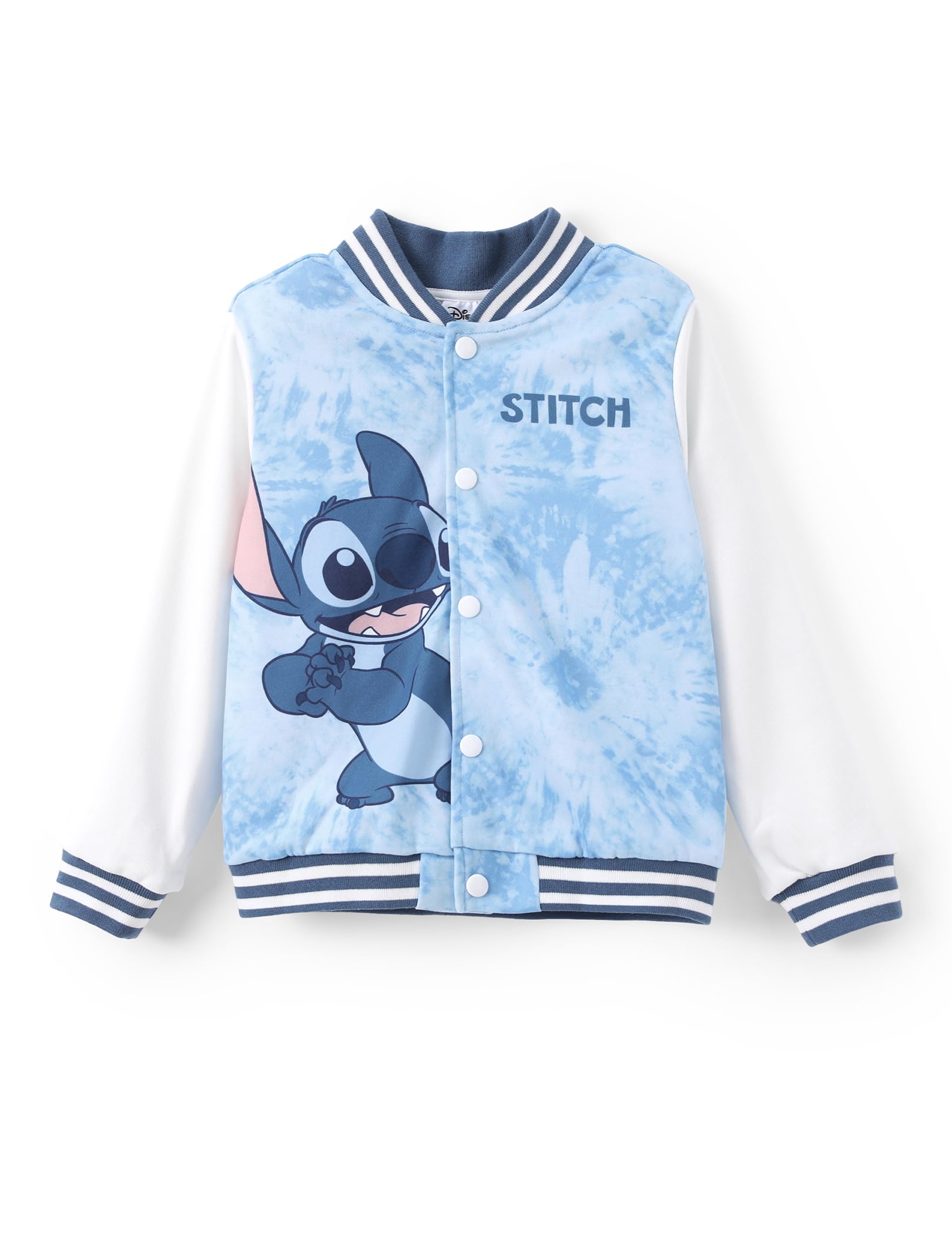 Disney Minnie Mouse & Mickey Mouse Stitch Kids Varsity Bomber Jacket - Lightweight Button-Up Sweatshirt for Toddler to Big Kids | Perfect for School, Playdates & Disney Theme Park Visits