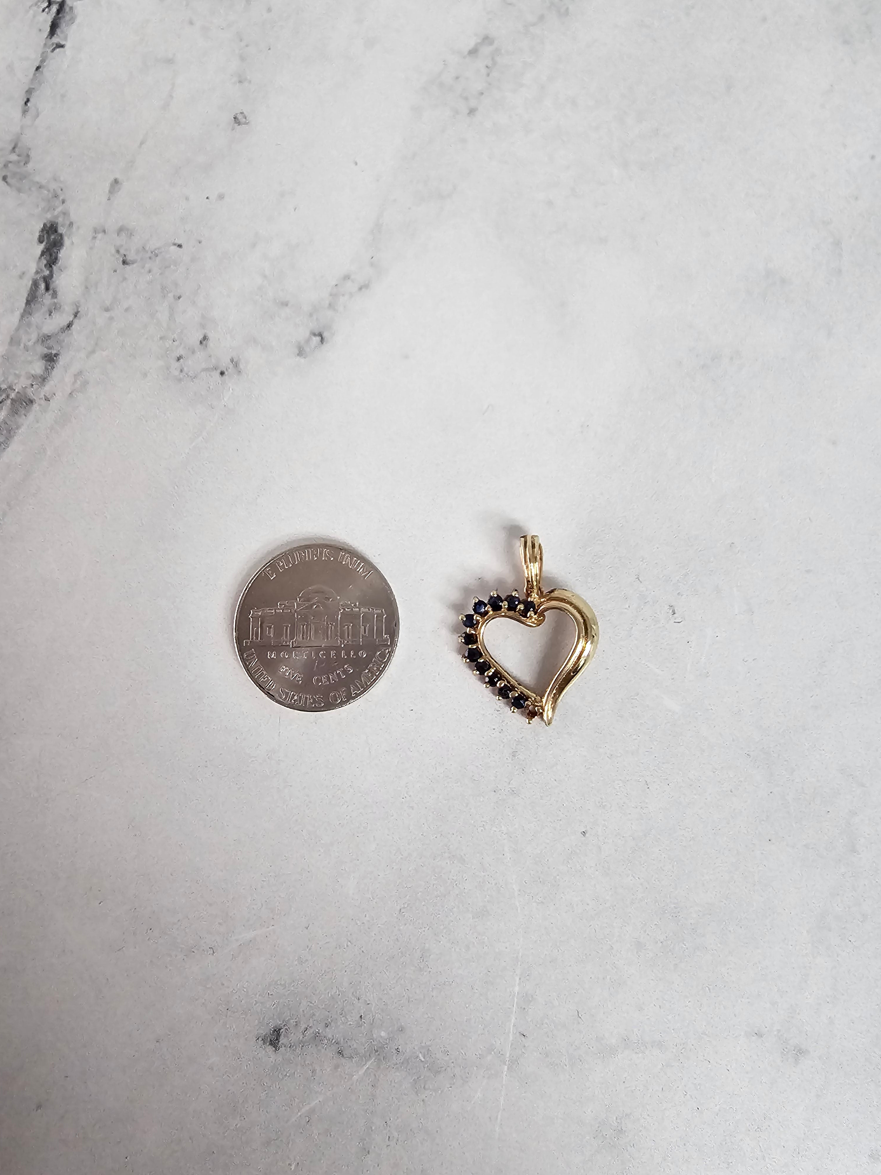 Vintage Sapphire Heart Necklace 14k Yellow Gold - Elegant Dainty Jewelry for Women, Perfect Gift for Anniversary, Valentine's Day & Special Occasions