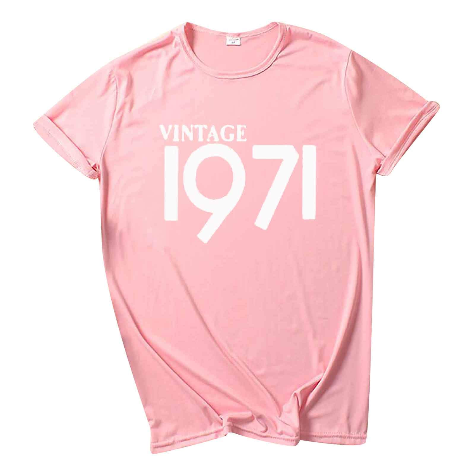 Vintage Birthday T-Shirt for Women - Funny Letter Print Short Sleeve Tee - Perfect for Birthday Parties & Celebrations