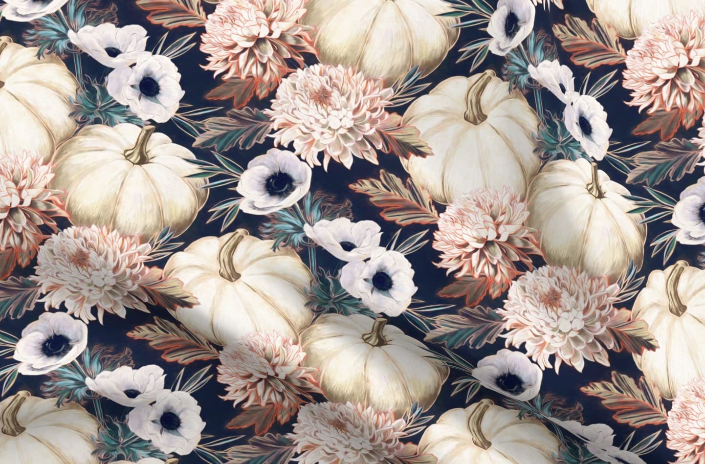 Fall Floral Pumpkin Printed Minky Fabric by The Yard - Soft Plush Material for Sewing Baby Blankets, Quilt Backing & DIY Home Decor - Perfect for Autumn Crafts, Nursery Projects & Cozy Seasonal Decorations