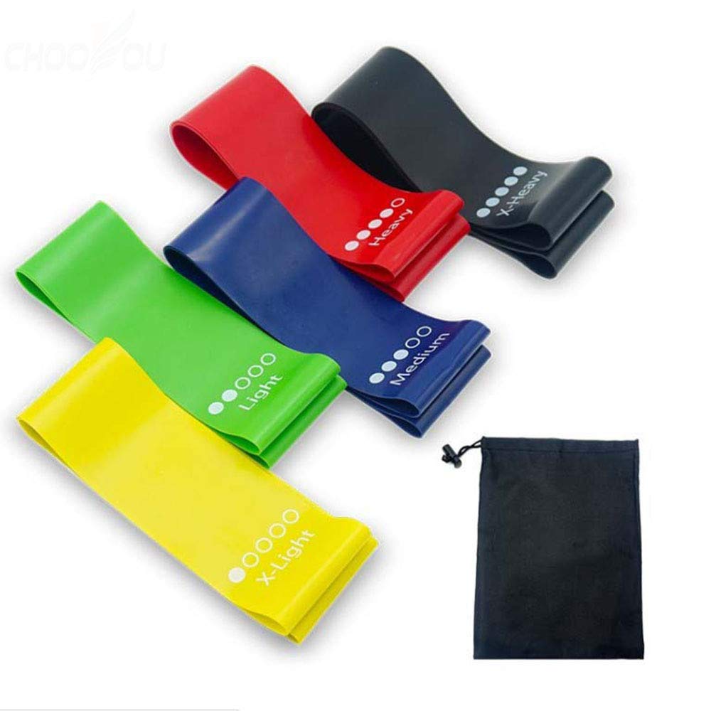 Premium KST Resistance Band Set - 5 Elastic Exercise Bands with Anti-Slip Design, No Roll-Up, Includes User Guide & Storage Bag - Perfect for Home Workouts, Gym Training, Physical Therapy & Fitness for Men & Women