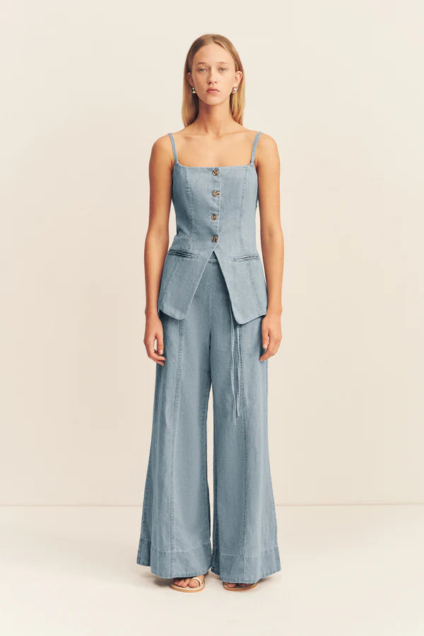 Ellsworth Tailored Top - Bleached Blue Women's Blouse | Elegant Casual Wear for Office & Date Night