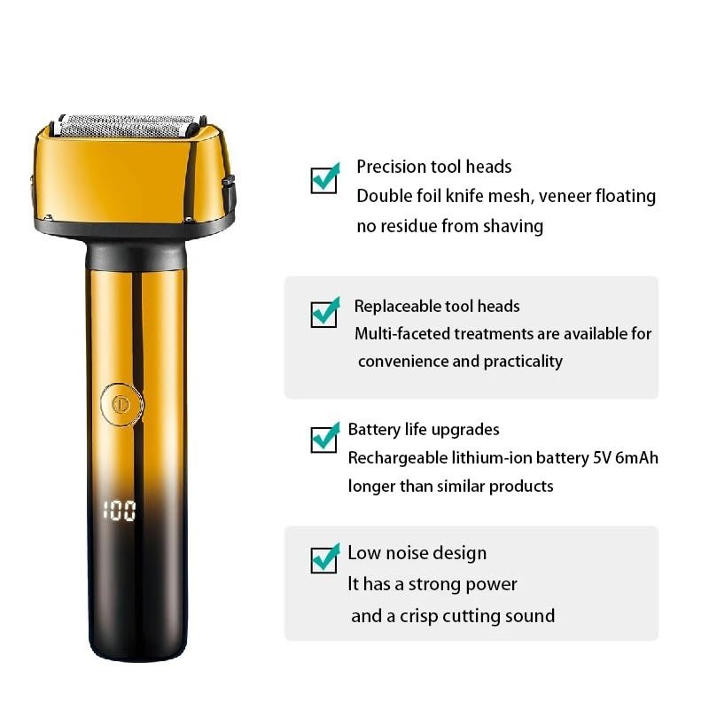 Professional 3-in-1 Men's Electric Shaver - Rechargeable Foil Razor for Beard, Facial Hair & Eyebrow Trimming | Grooming Kit for Smooth Shaving at Home or Travel