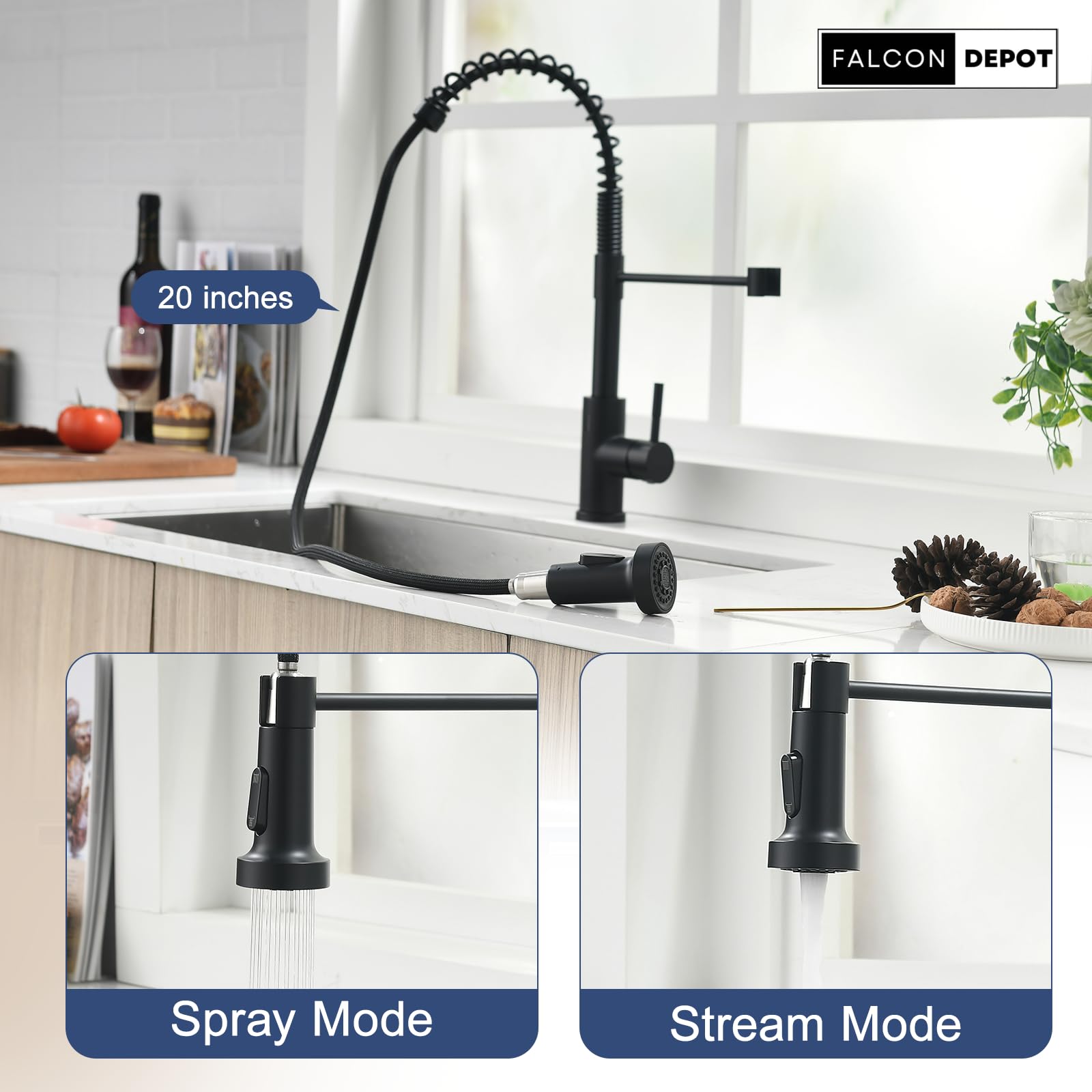 Smart Touchless Kitchen Faucet with Pull-Down Sprayer - Matte Black for Modern Sinks