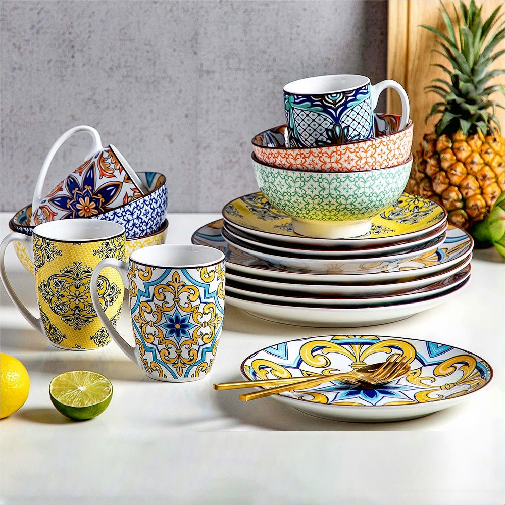 Premium Casablanca Porcelain Dinnerware Set - 16-Piece Elegant Bone China Tableware for Formal Dining, Entertaining & Special Occasions
