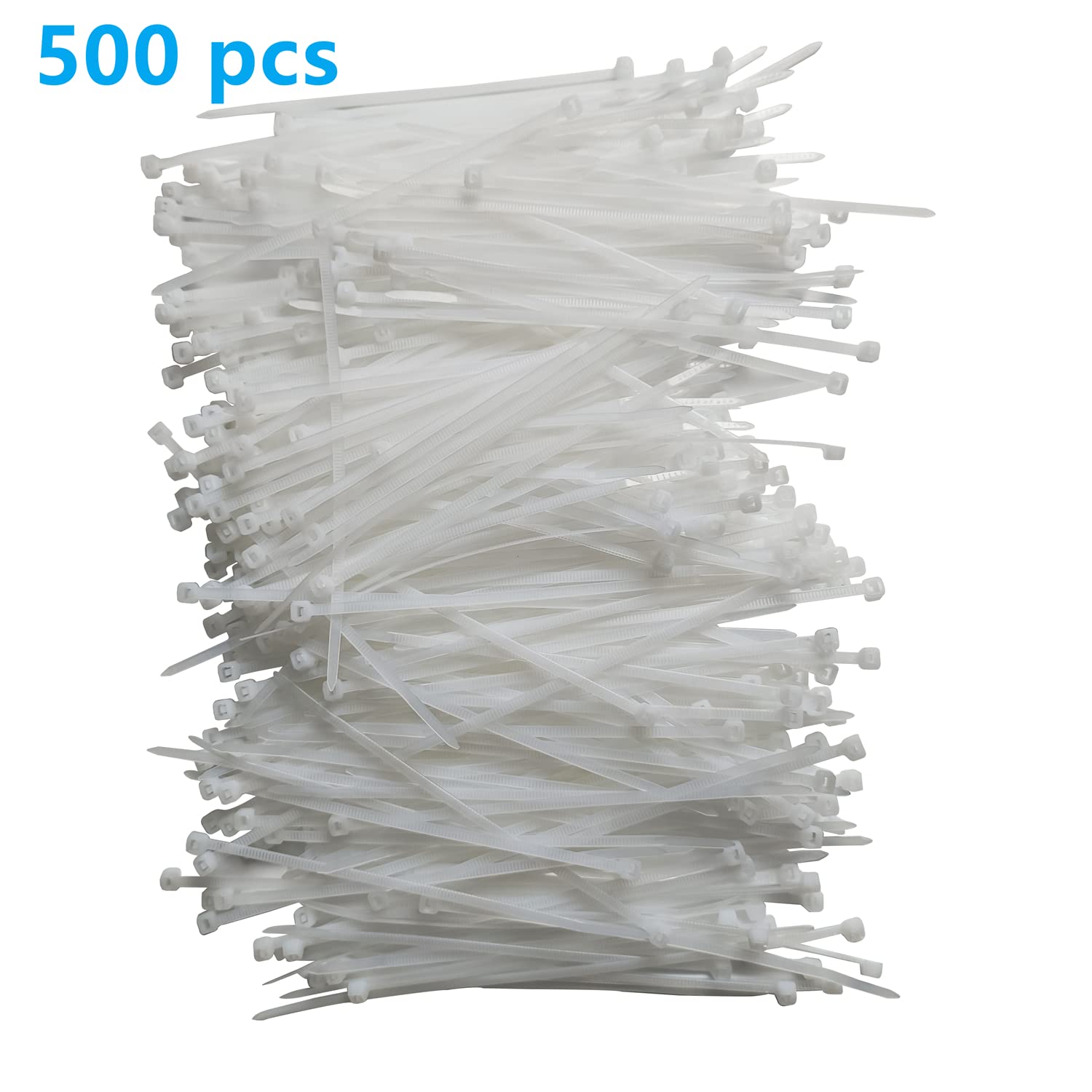 500-Pack 4-Inch Heavy Duty White Nylon Zip Ties - 40 lbs Tensile Strength, Self-Locking Cable Ties for Indoor & Outdoor Use - Perfect for Organizing Wires, Bundling Cables, and Securing Garden Plants (4