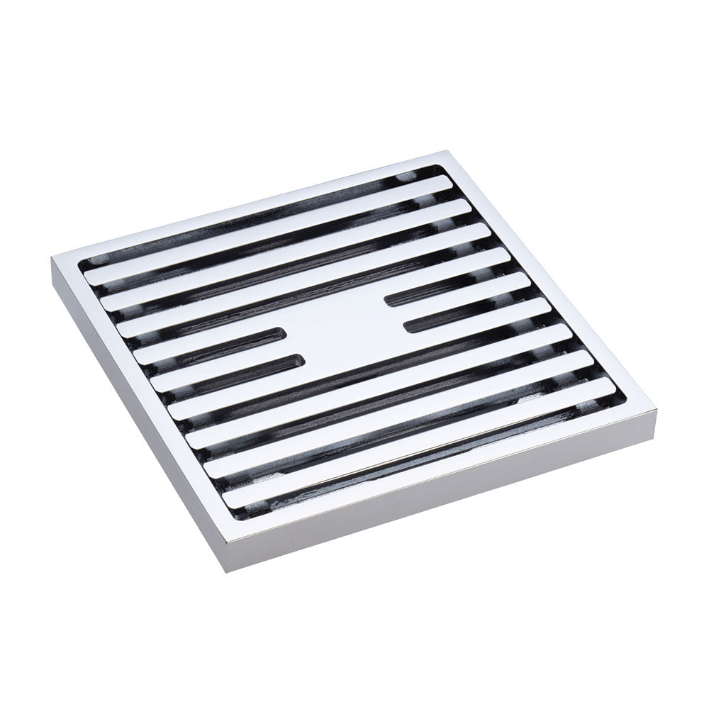 Fienza CHG1085CP 88mm Square Slim Grate Floor Drain - Chrome Plated Stainless Steel Shower Drain for Bathroom, Laundry Room & Outdoor Use