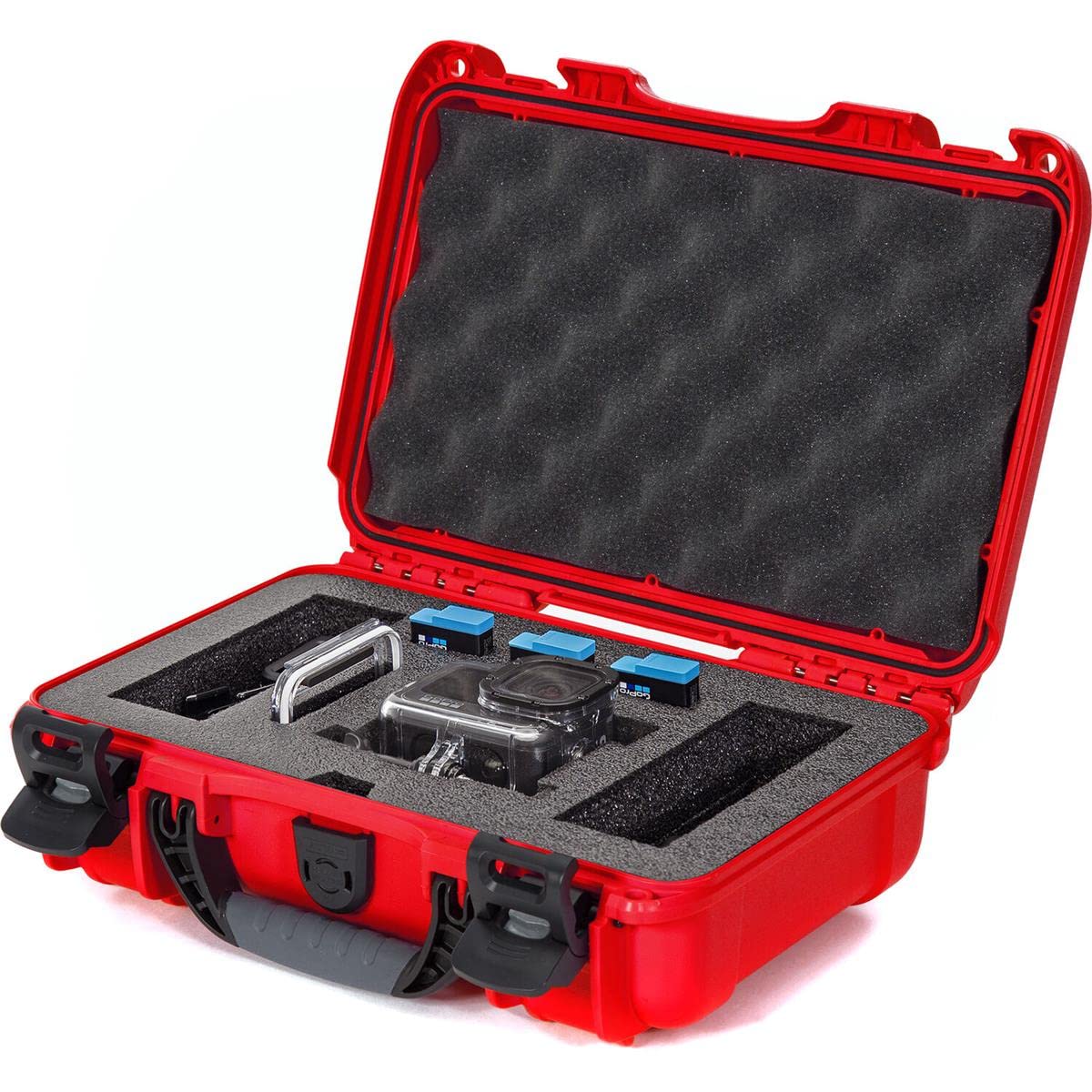 Nanuk 909 Waterproof Hard Case with Customizable Foam Insert - Compatible with GoPro Hero 9 & 10 (Red) - Perfect for Travel, Outdoor Adventures & Camera Equipment Protection