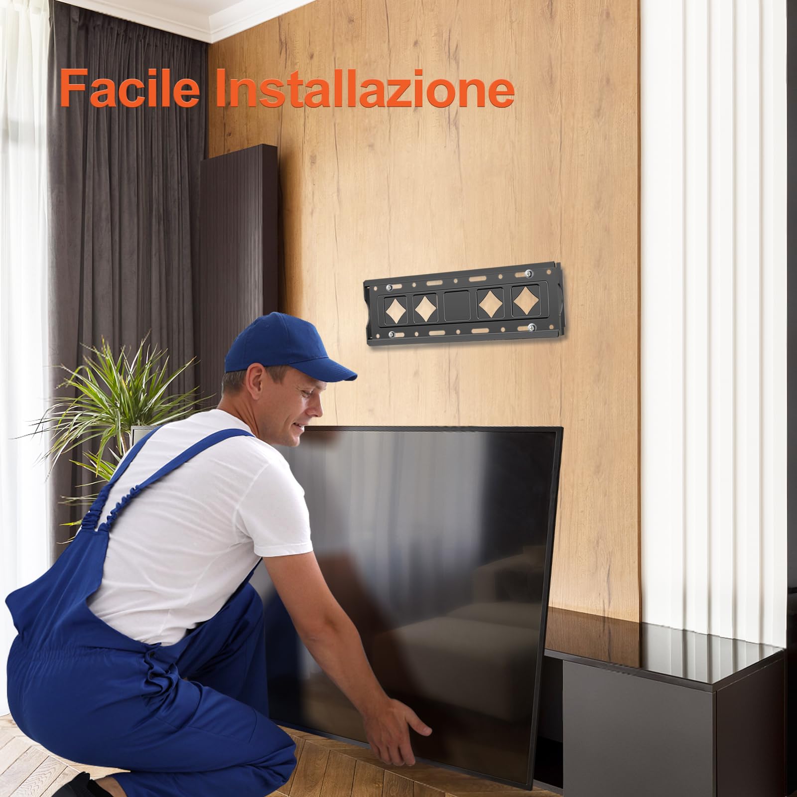JXMTSPW Adjustable TV Wall Mount Bracket for 32-68 Inch Flat & Curved Screens - Supports LED, LCD, OLED TVs up to 60kg with Max VESA 400x400mm - Perfect for 40, 43, 50, 55, 60, 65 Inch TVs - Ideal for Living Room, Bedroom & Home Theater Setup