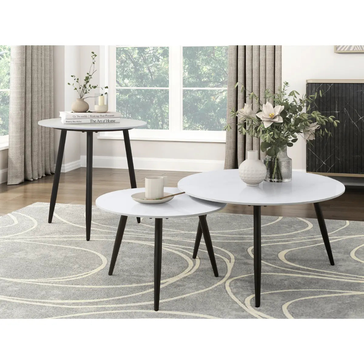 Alaina 3-Piece Coffee Table Set 3697WH - Modern White Living Room Furniture for Small Spaces, Perfect for Apartments & Cozy Homes