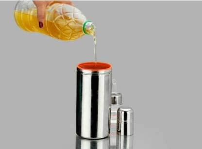 1000ml Stainless Steel Oil Dispenser Bottle - Leakproof & Dustproof Oil Dropper for Kitchen, Salad Dressing, Vinegar, Olive Oil - Pack of 2 with Easy-Pour Spout