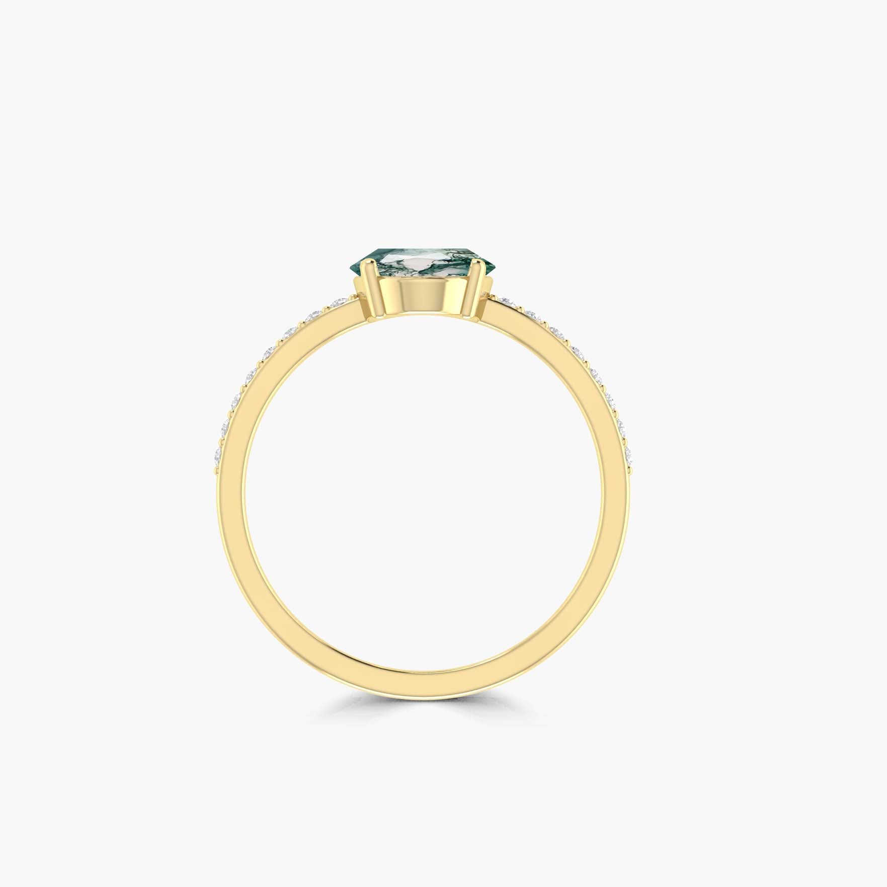 Oval Moss Agate Statement Ring in Gold Vermeil or Sterling Silver | Elegant Nature-Inspired Jewelry for Women | Perfect for Weddings, Parties & Everyday Wear