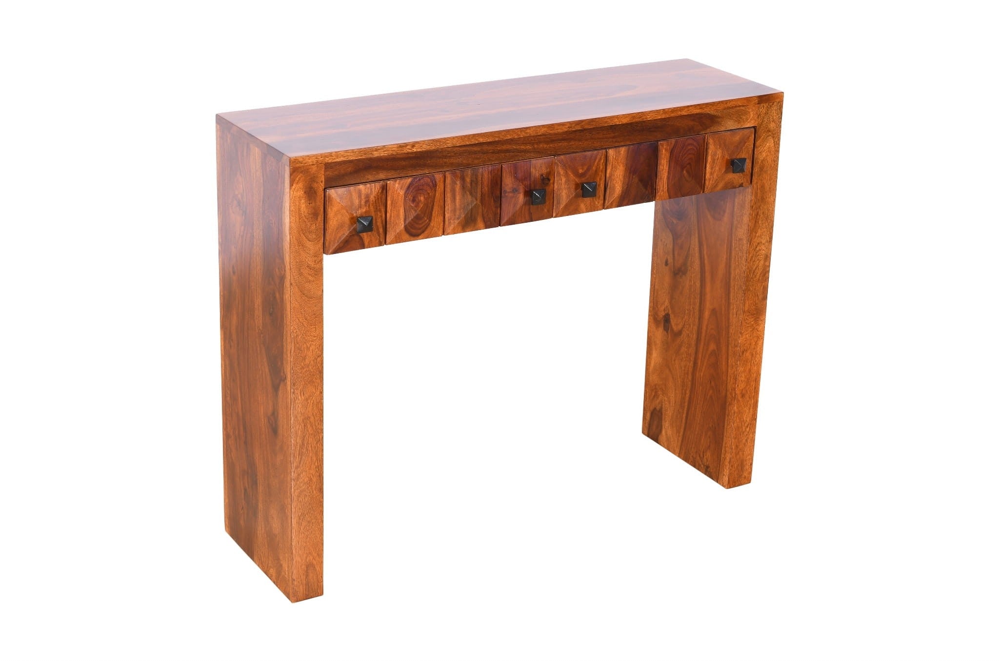 Premium Diamond Indian Sheesham Solid Wood Console Table - 100x30x80cm - Elegant Entryway, Hallway & Living Room Furniture - Handcrafted Wooden Sofa Table for Home Decor