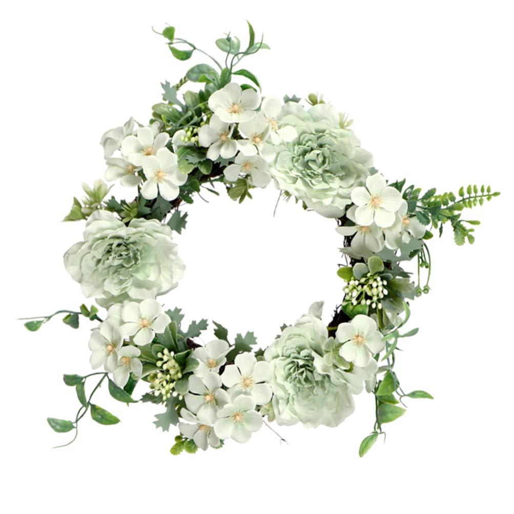 KESYOO Artificial Camellia Flower Wreath - 12 Inch Green Floral Hanging Hoop Garland for Home Door, Fireplace, Window & Party Decorations - Perfect for Spring Decor, Wedding Centerpieces & Seasonal Home Décor