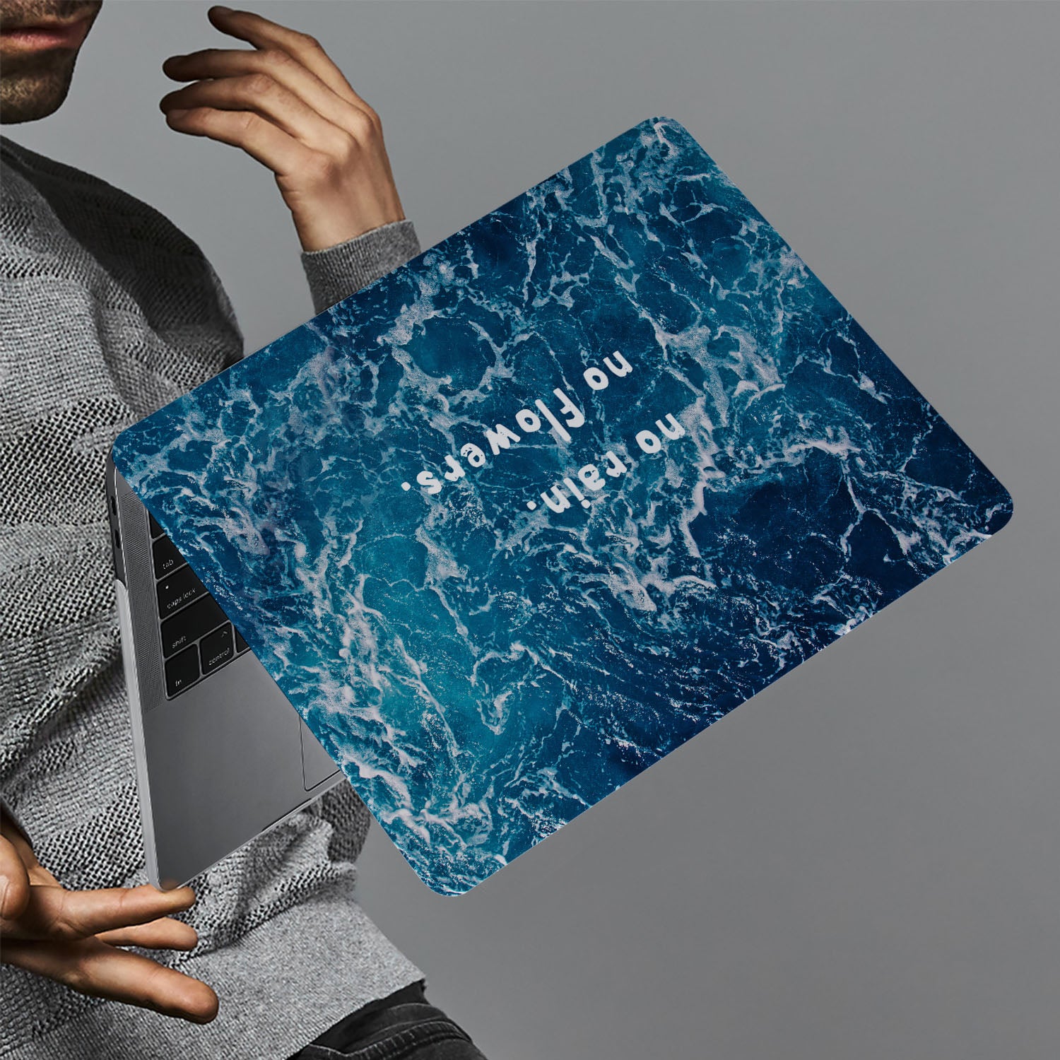 MacBook Protective Case with Inspirational Quote - No Rain No Flowers Design - Durable & Stylish Cover for Work, School & Travel