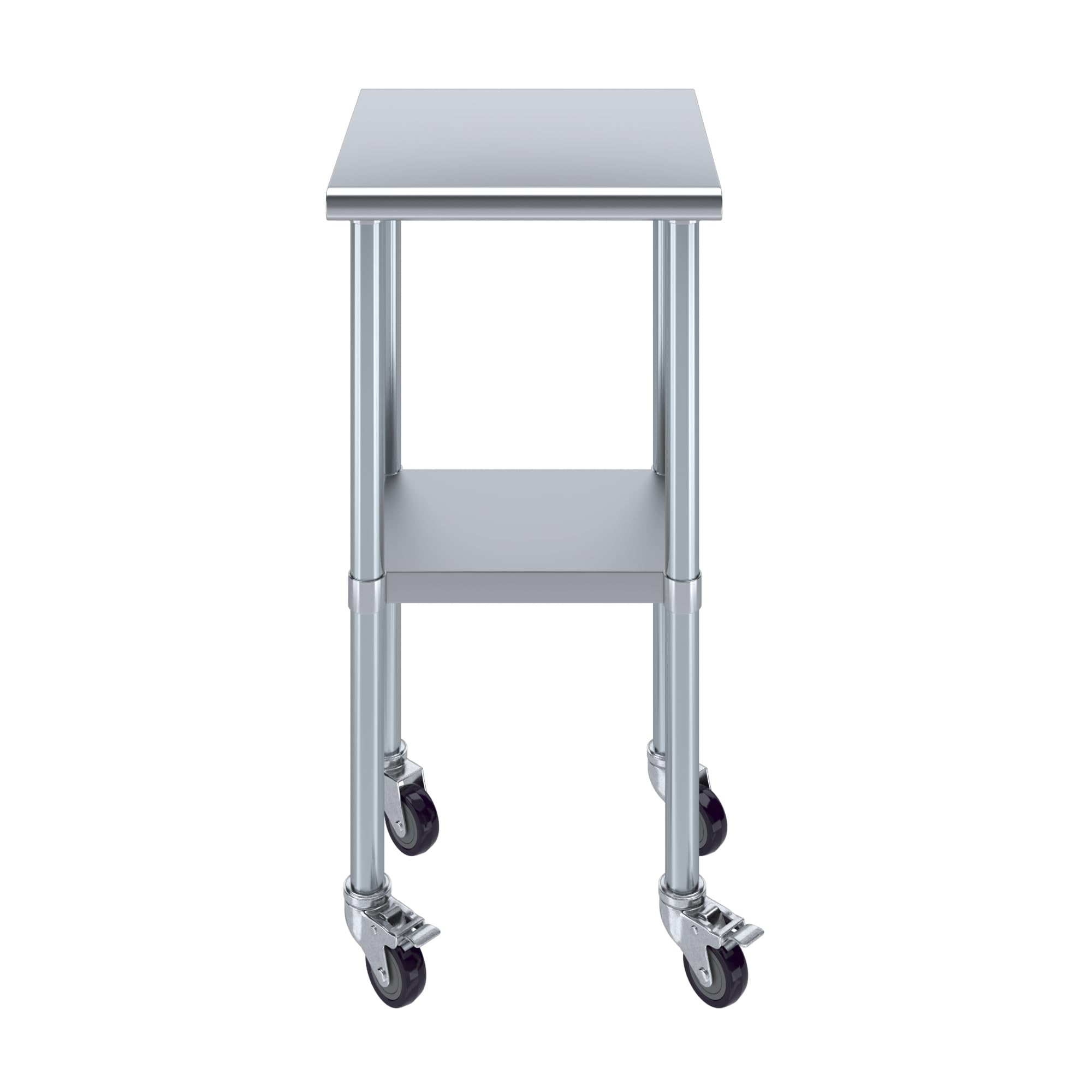 AmGood 18x18 Inch Stainless Steel Rolling Utility Table with Locking Casters - Heavy Duty Workbench for Kitchen, Garage, Workshop & Commercial Use