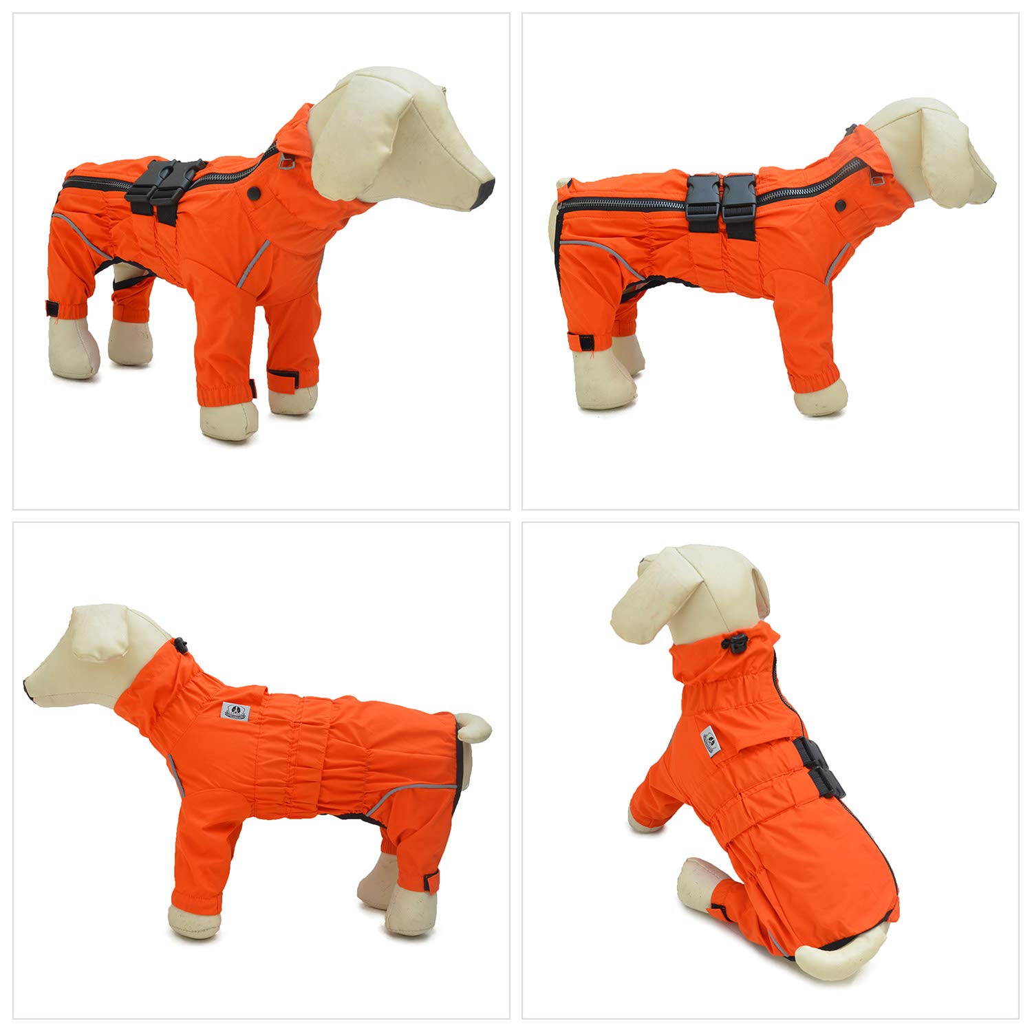 Waterproof Dog Jacket - Lightweight Reflective Raincoat for Small, Medium & Large Dogs | Windproof & Snowproof Pet Vest in Orange (Size 4XL) | Perfect for Rainy Walks, Winter Adventures & Nighttime Safety