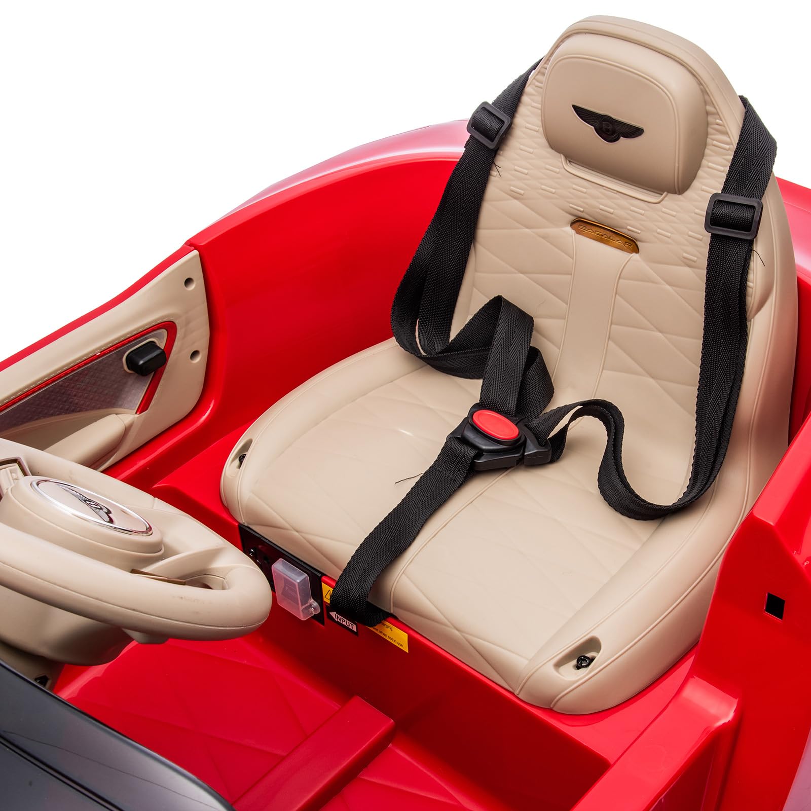 Hetoy 12V Kids Ride On Car - Licensed Bentley Bacalar Electric Vehicle with Parent Remote Control, Scissor Doors, 3 Speed Modes, LED Lights & Music - Red Battery Powered Toy Car for Boys & Girls - Perfect for Birthday Gifts, Outdoor Play & Backyard Fun